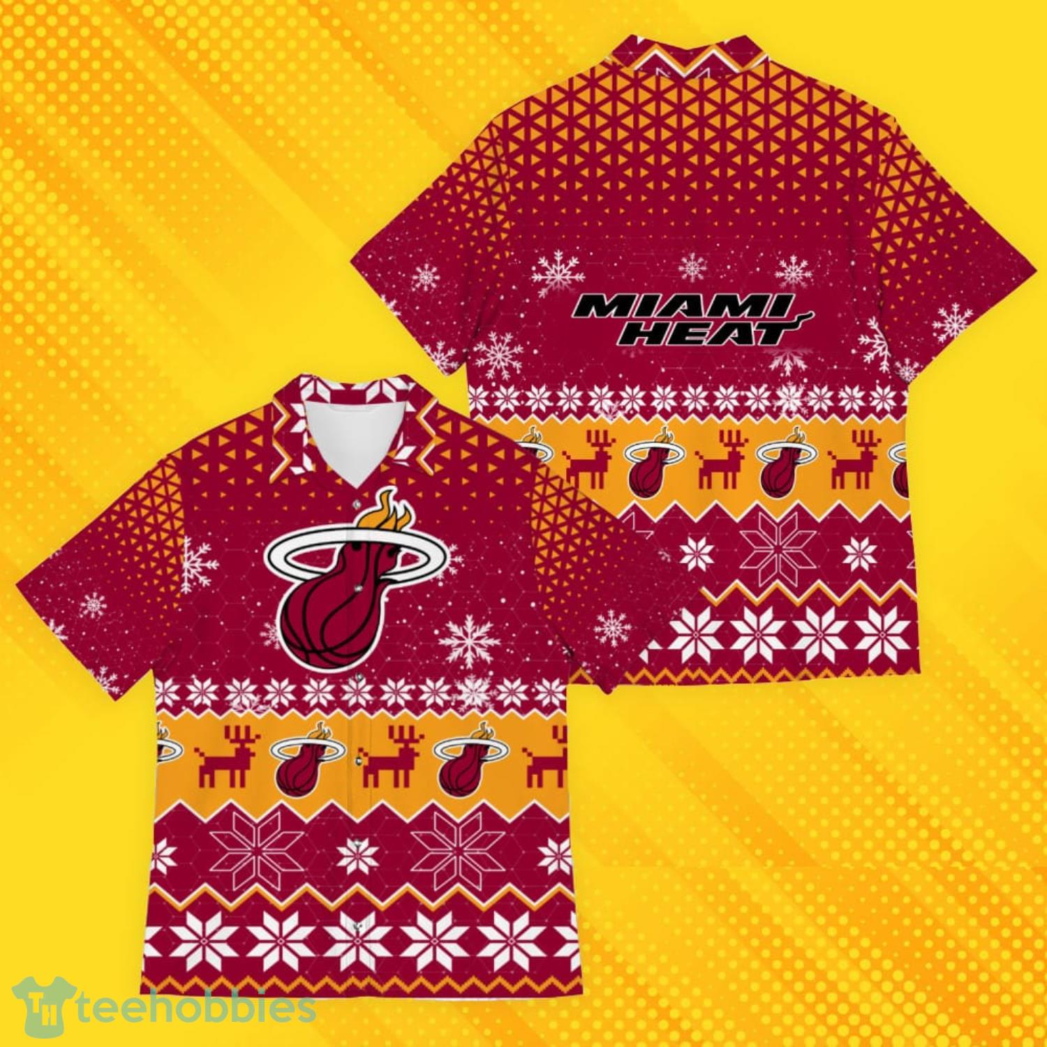 Miami Heat Ugly Christmas Sweater Pattern Hawaiian Shirt Product Photo 4