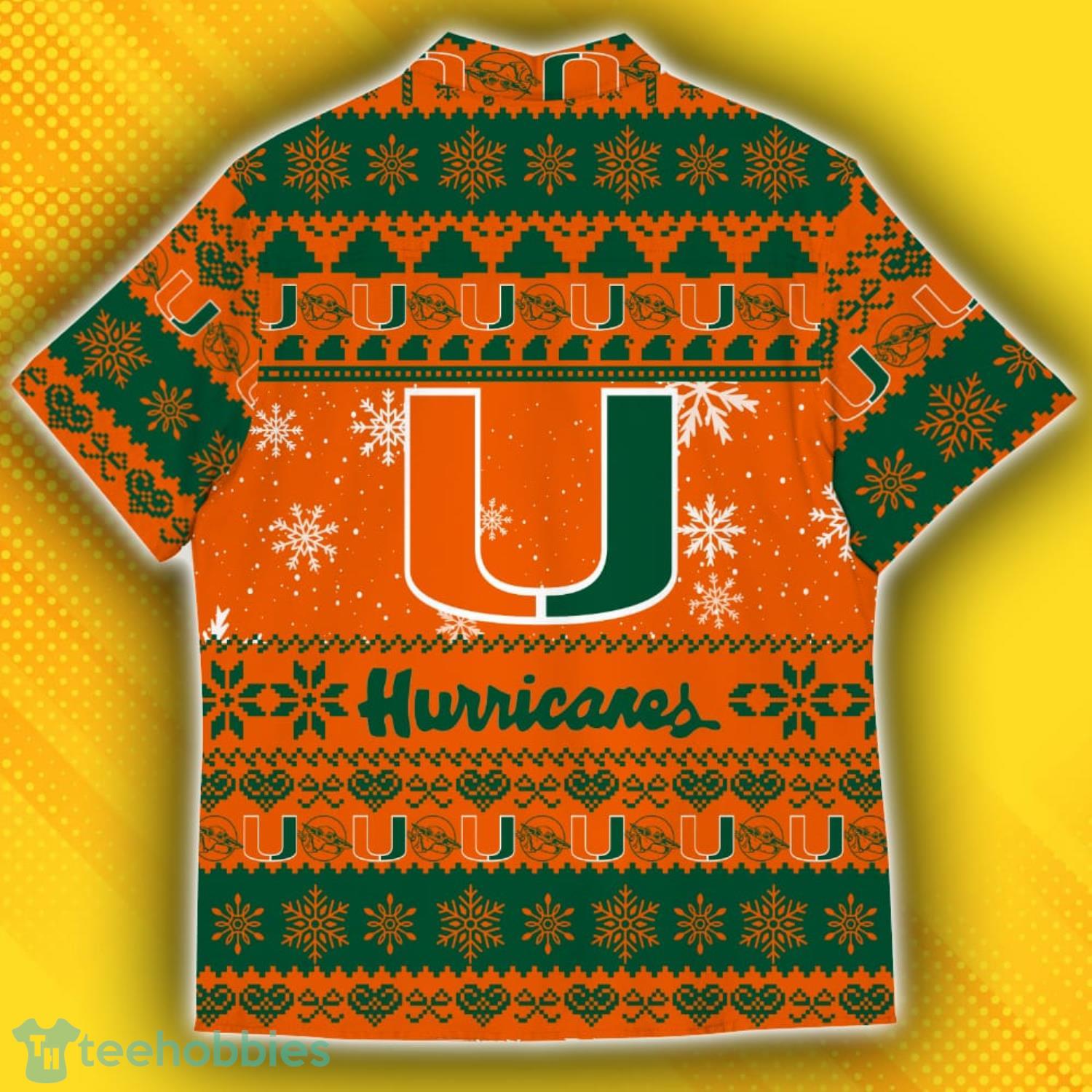 Miami Hurricanes Baby Yoda Star Wars Ugly Christmas Sweater Pattern Hawaiian Shirt Product Photo 3