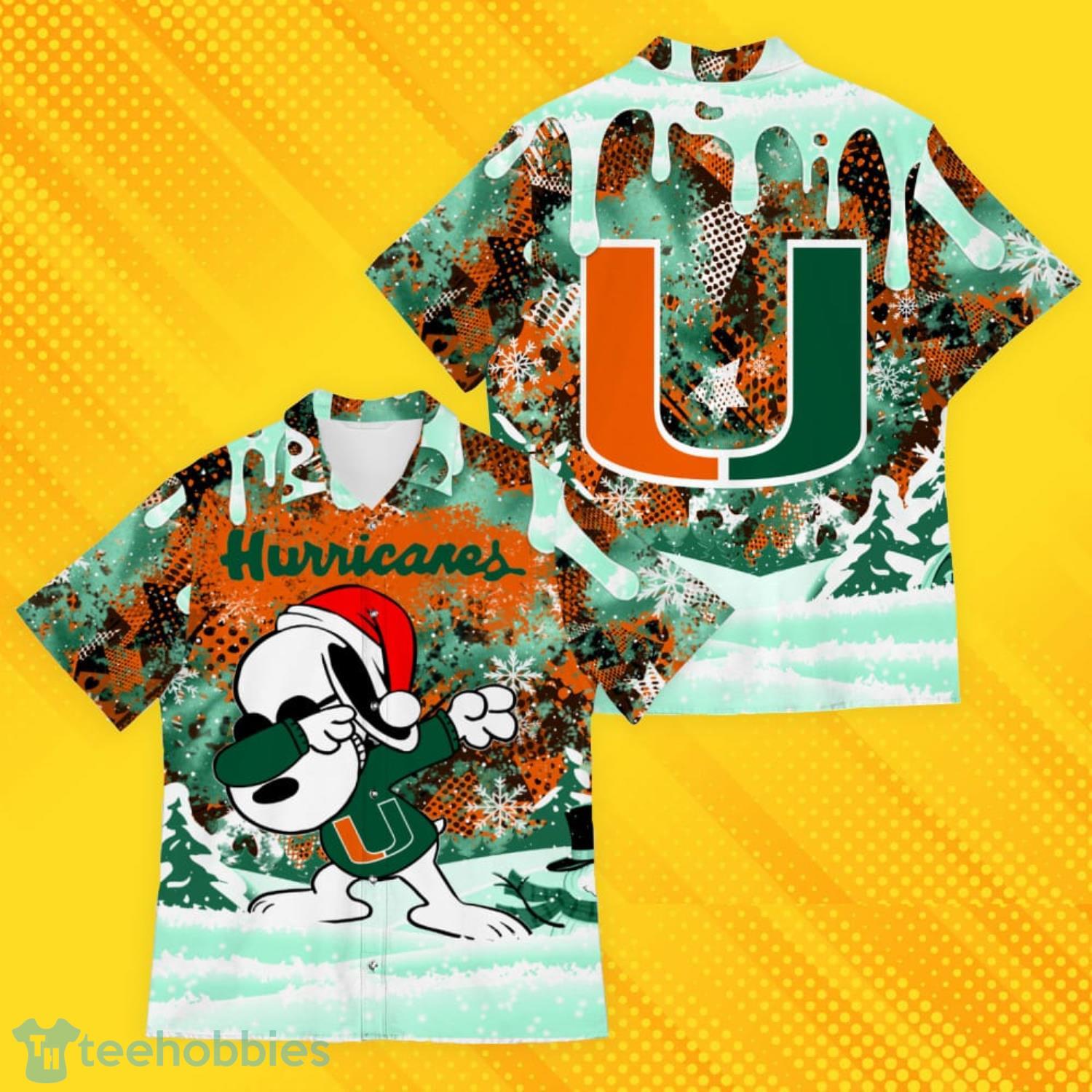 Miami Hurricanes Snoopy Dabbing The Peanuts Pattern Hawaiian Shirt Product Photo 4
