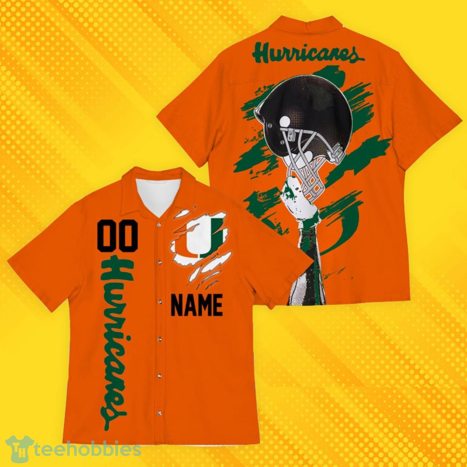 Miami Hurricanes Sports American Hawaiian Football Hawaiian Shirt Custom Name For Fans Product Photo 1