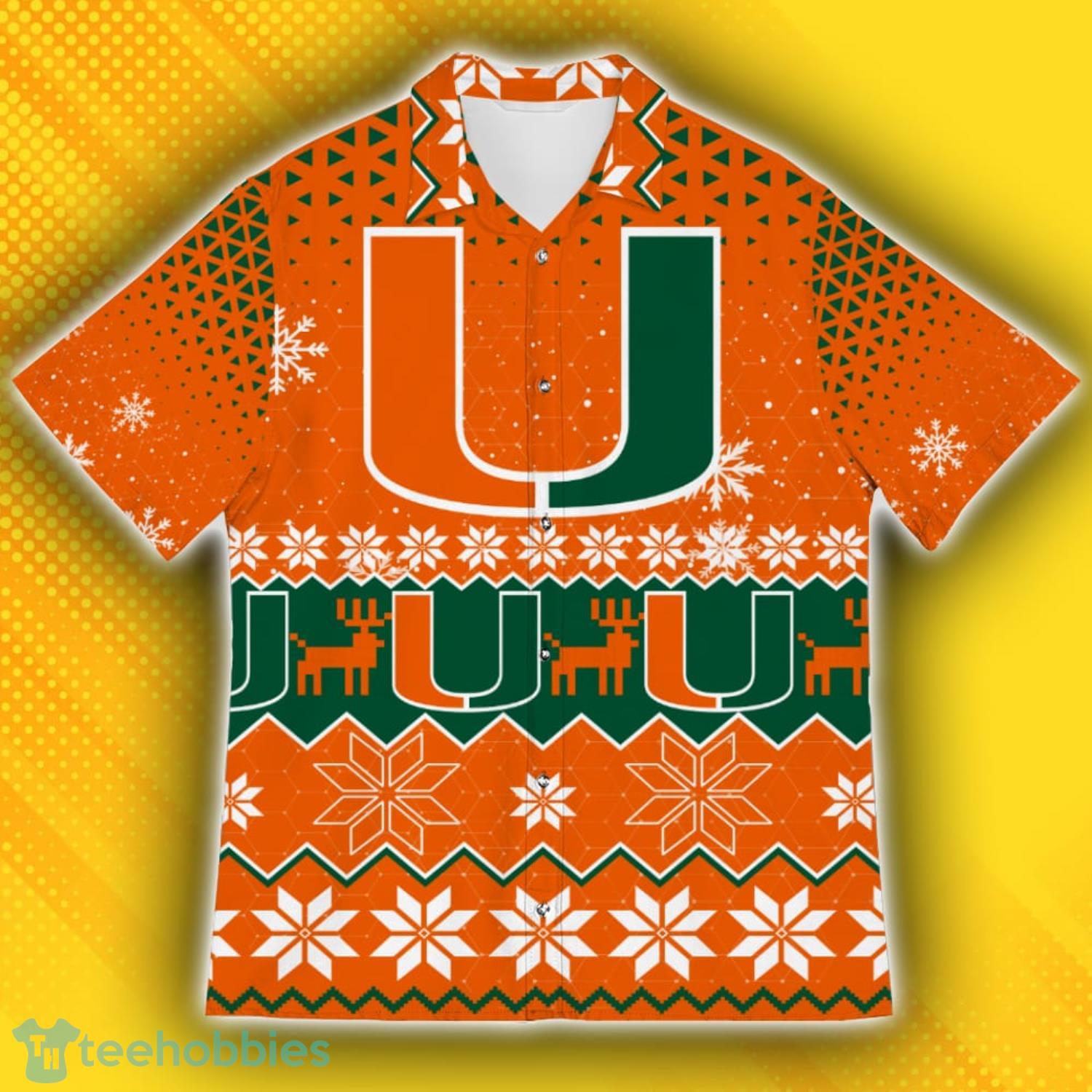Miami Hurricanes Ugly Christmas Sweater Pattern Hawaiian Shirt Product Photo 2
