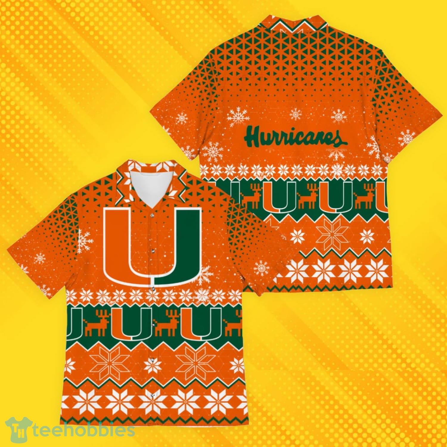 Miami Hurricanes Ugly Christmas Sweater Pattern Hawaiian Shirt Product Photo 4