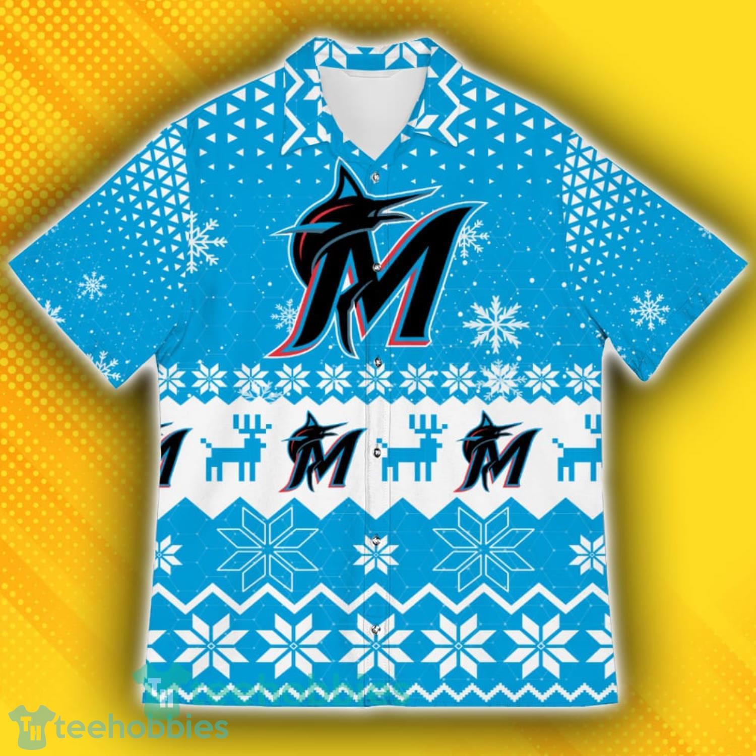 Miami Marlins Sports Football American Ugly Christmas Sweater Pattern Hawaiian Shirt Product Photo 2