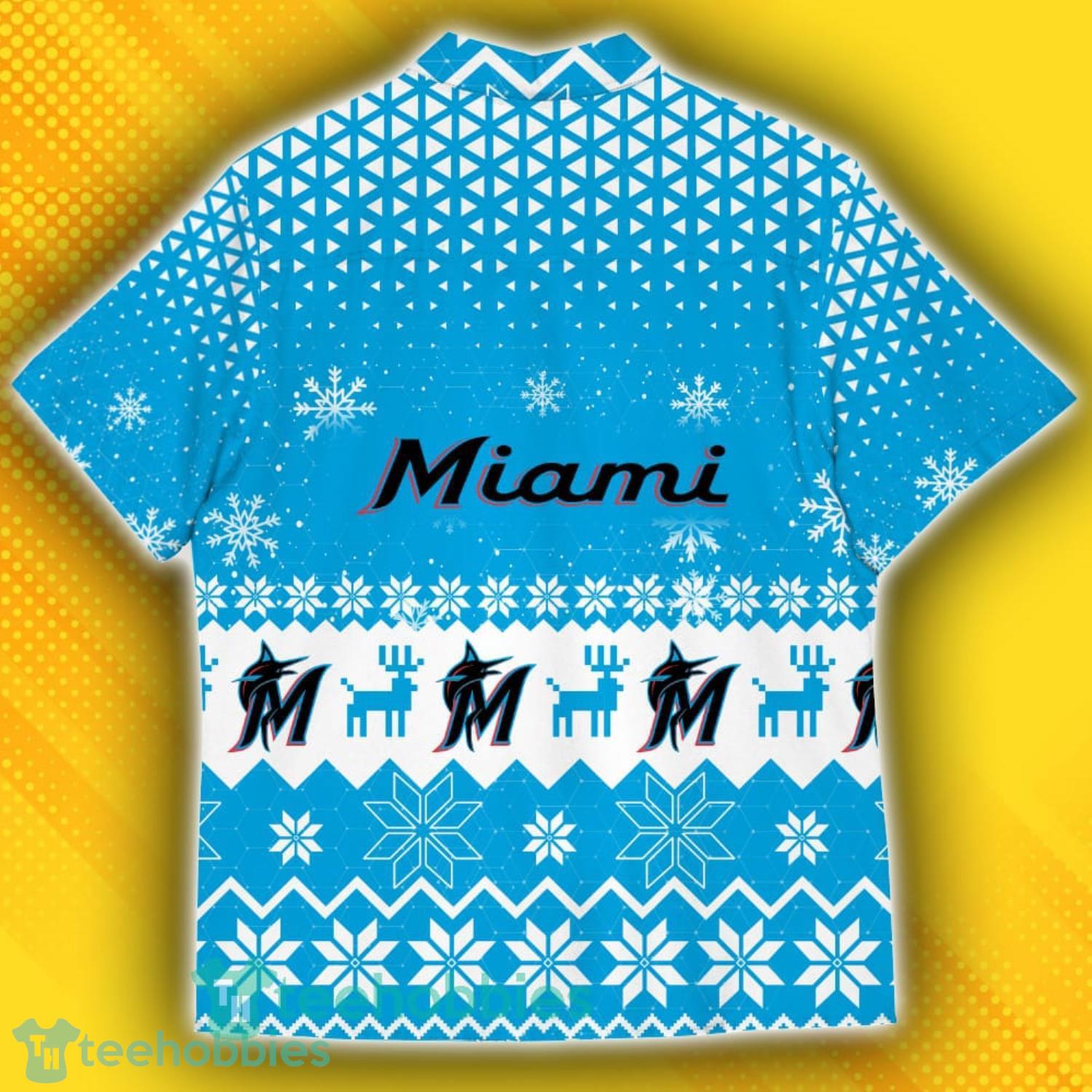 Miami Marlins Sports Football American Ugly Christmas Sweater Pattern Hawaiian Shirt Product Photo 3