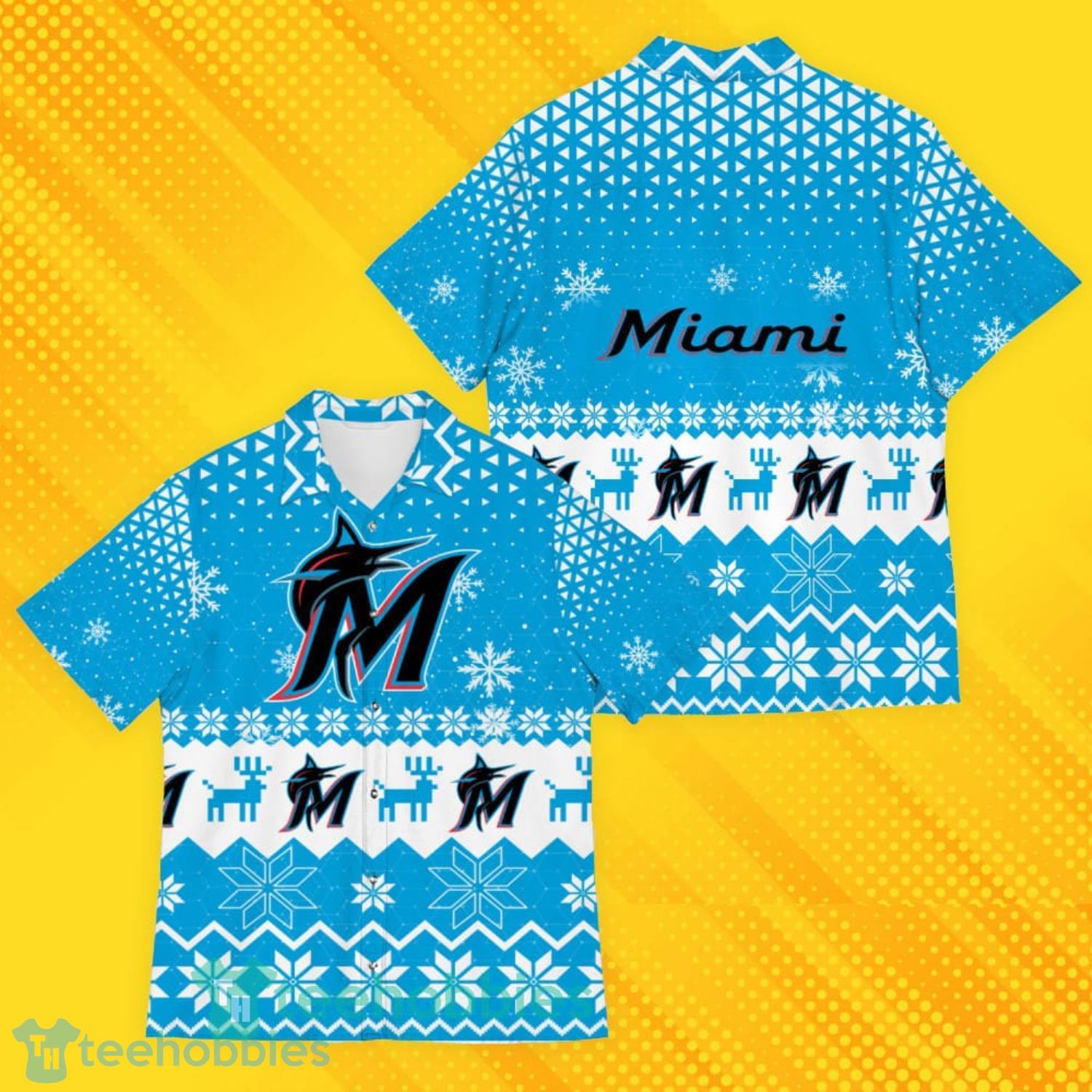 Miami Marlins Sports Football American Ugly Christmas Sweater Pattern Hawaiian Shirt Product Photo 1