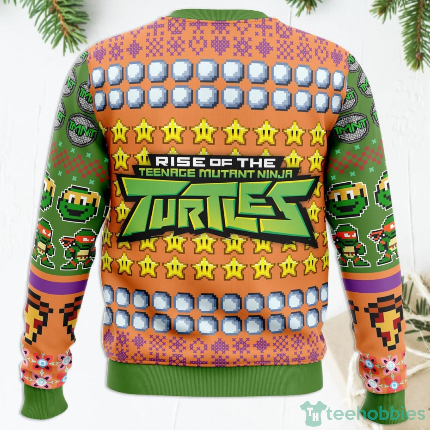 Teenage Mutant Ninja Turtles Christmas Jumper Mens Green Knitted Sweater