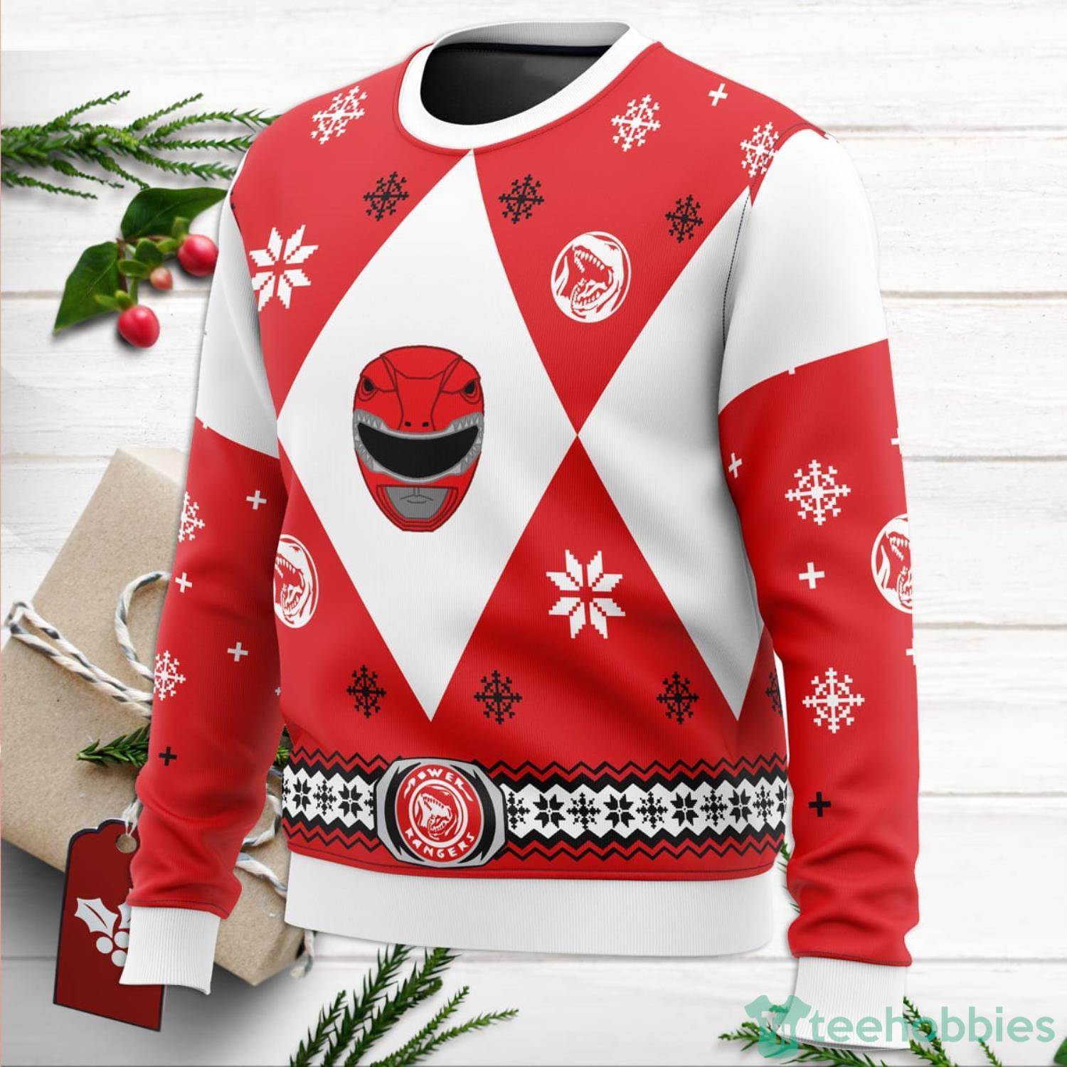 Mighty Morphin Power Rangers Red Ugly Christmas Sweater For Men And Women Product Photo 2 Mighty Morphin Power Rangers Red Ugly Christmas Sweater For Men And Women Product Photo 2