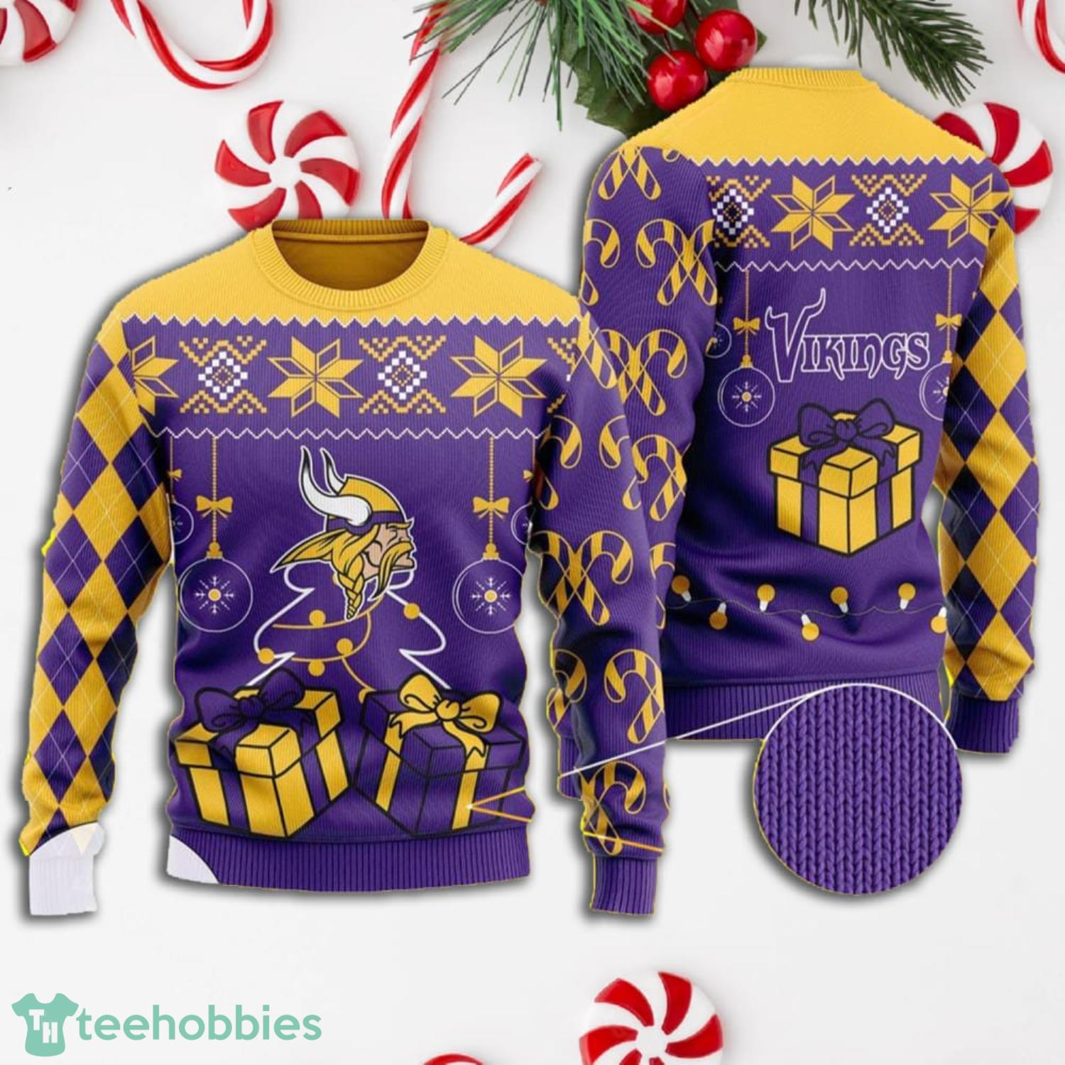 Minnesota Vikings Christmas Forrest Pattern Ugly Christmas Sweater