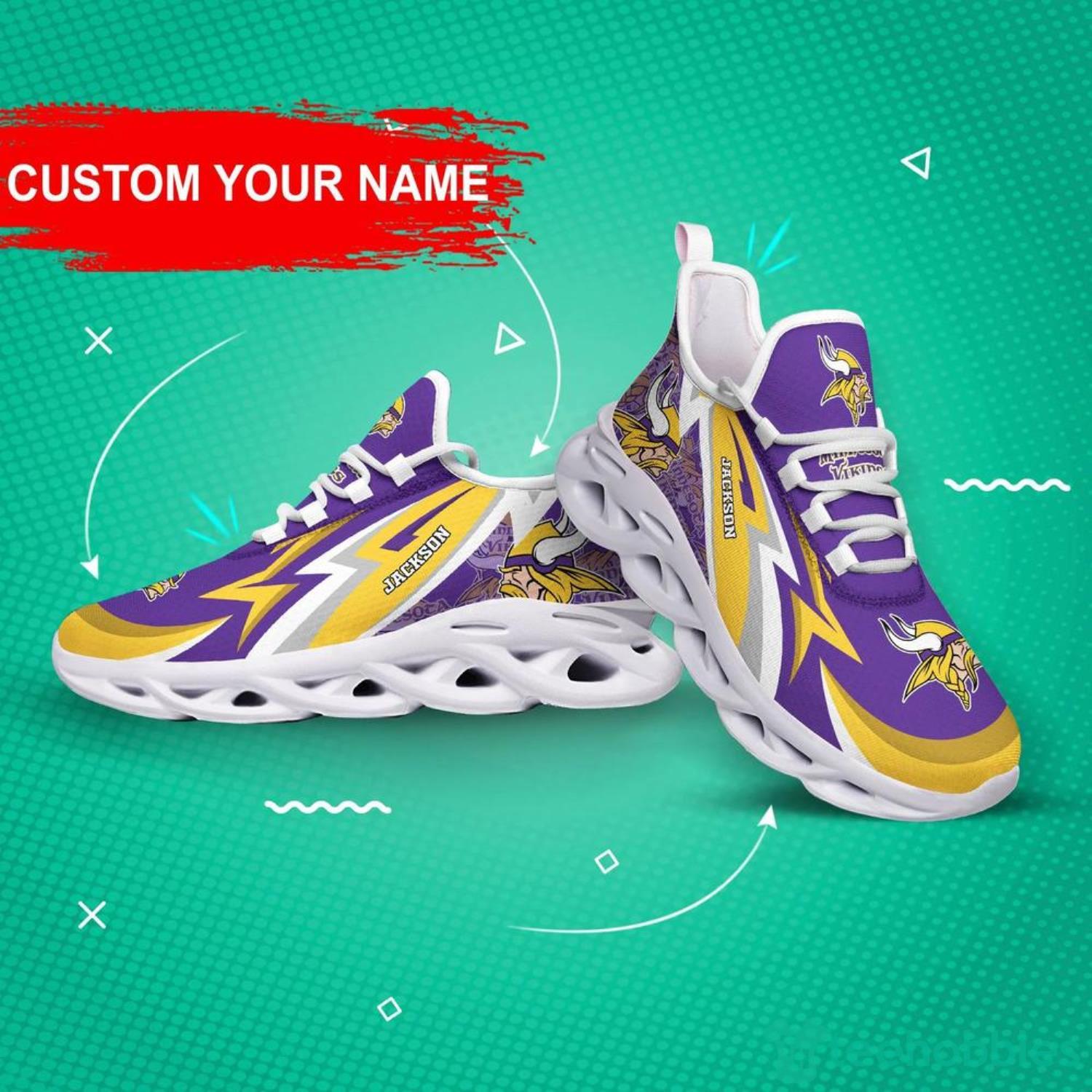 Minnesota Vikings NFL Max Soul Shoes Custom Name Sneakers image Minnesota Vikings NFL Max Soul Shoes Custom Name Sneakers Product Photo 2