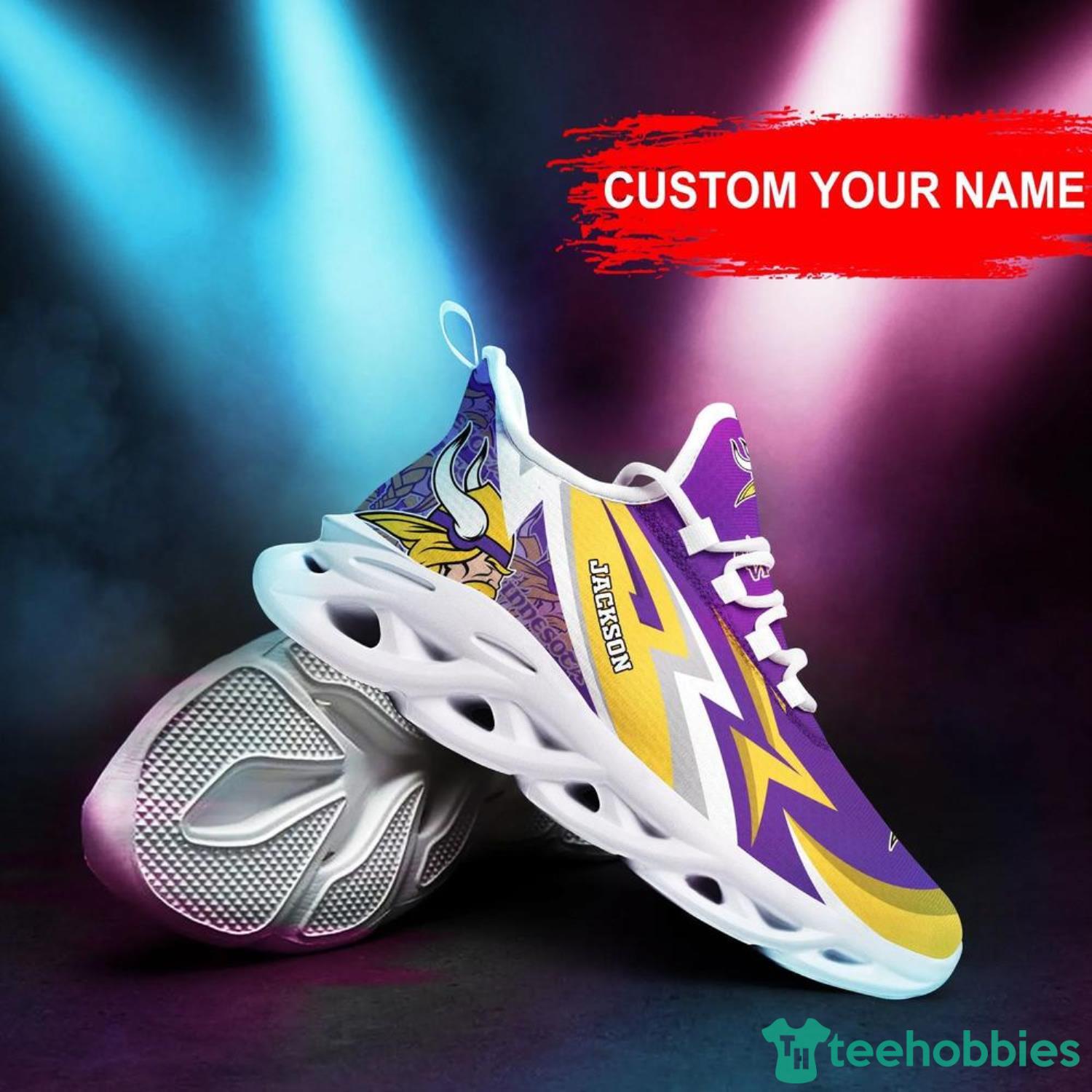 Minnesota Vikings NFL Max Soul Shoes Custom Name Sneakers Product Photo 3 Minnesota Vikings NFL Max Soul Shoes Custom Name Sneakers Product Photo 3