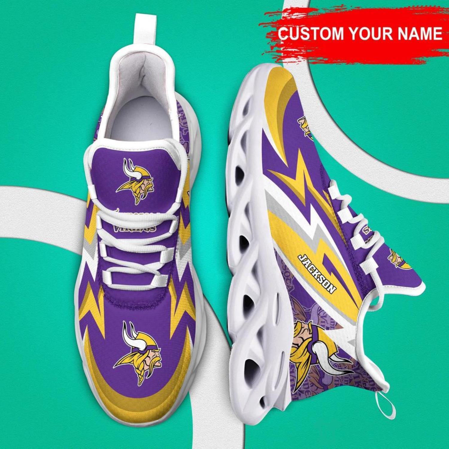 Minnesota Vikings NFL Max Soul Shoes Custom Name Sneakers Product Photo 4 Minnesota Vikings NFL Max Soul Shoes Custom Name Sneakers Product Photo 4