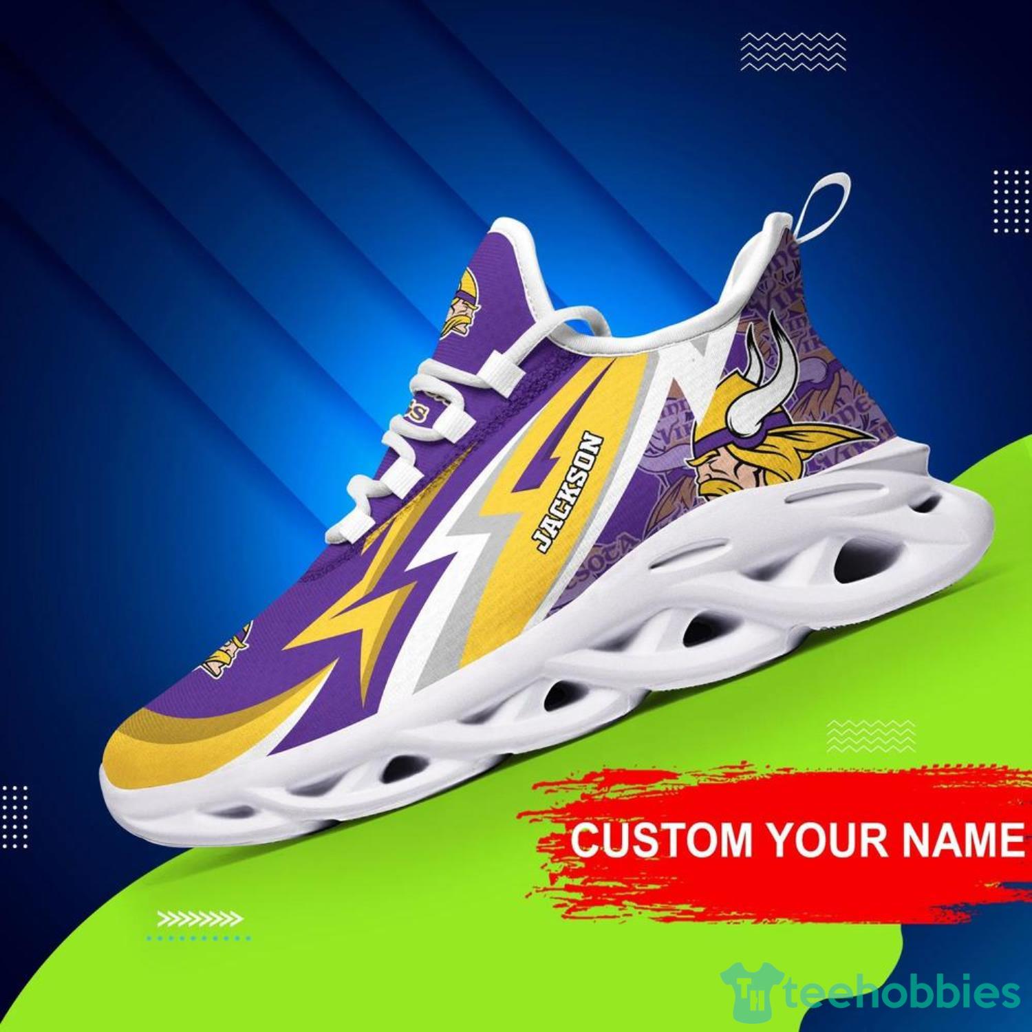 Minnesota Vikings NFL Max Soul Shoes Custom Name Sneakers Product Photo 5 Minnesota Vikings NFL Max Soul Shoes Custom Name Sneakers Product Photo 5