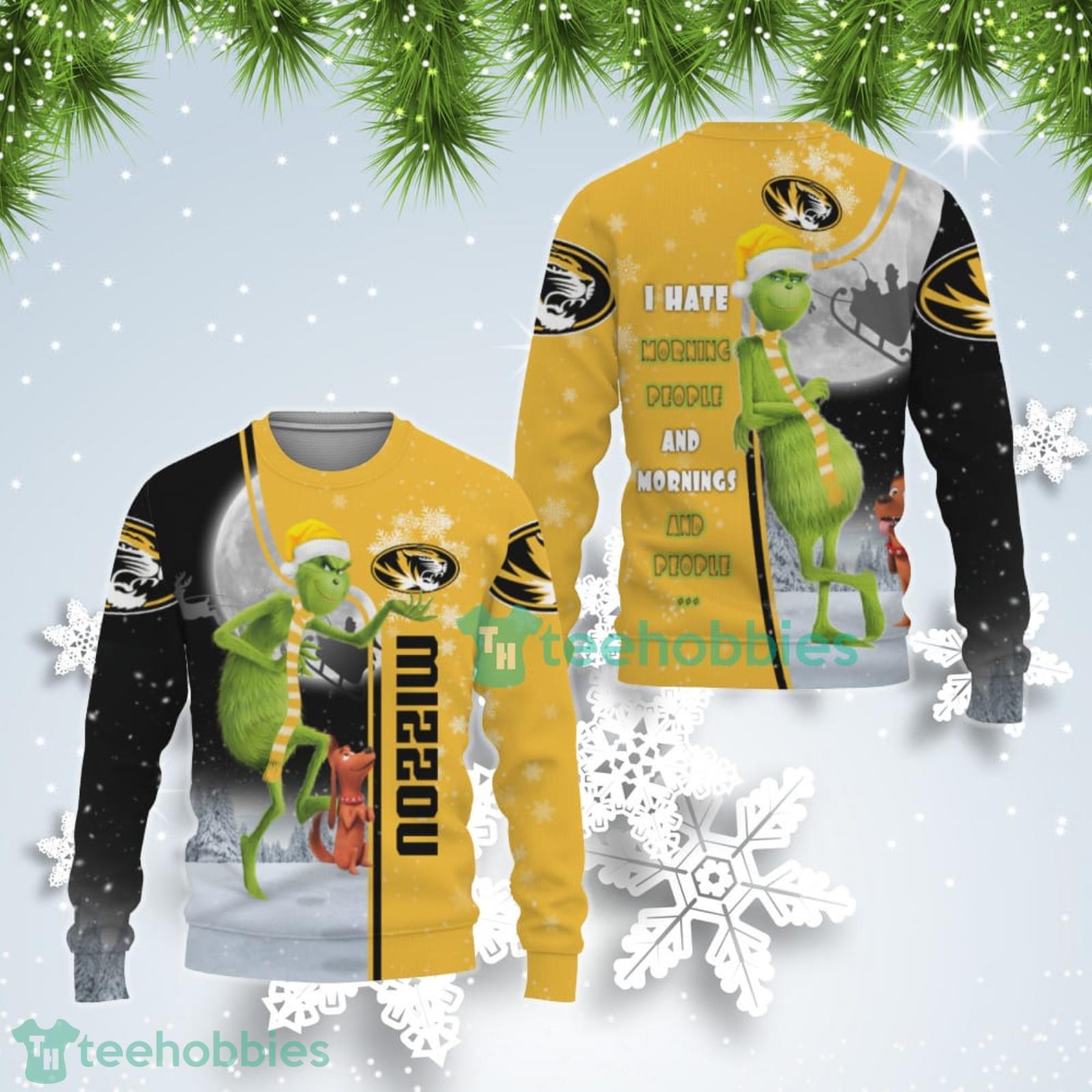 Missouri Tigers Funny Grinch I Hate Morning People Ugly Christmas Sweater Product Photo 1