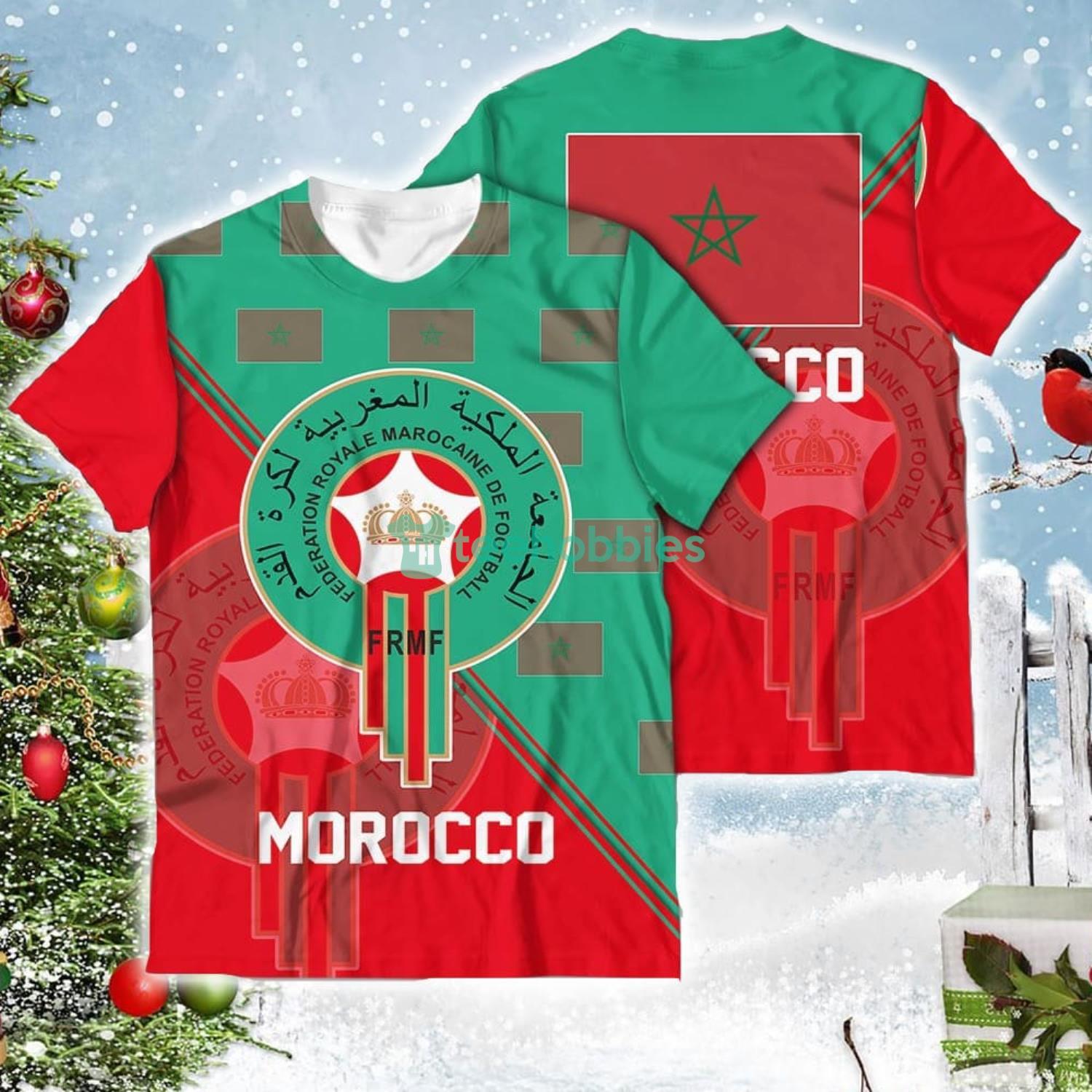 Morocco National Soccer Team Qatar World Cup 2022 Champions Soccer Team 3D All Over Printed Shirt Product Photo 4