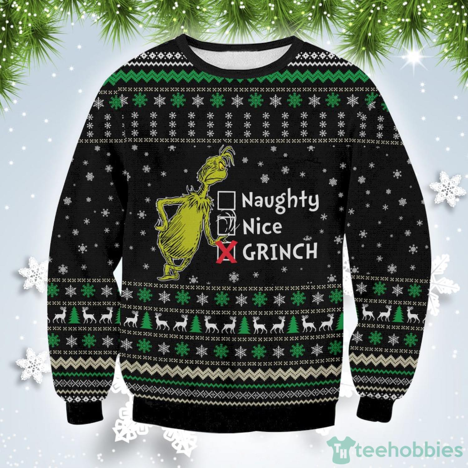 Naughty Nice Grinch Christmas Gift Ugly Christmas Sweater Product Photo 1 Naughty Nice Grinch Christmas Gift Ugly Christmas Sweater Product Photo 1