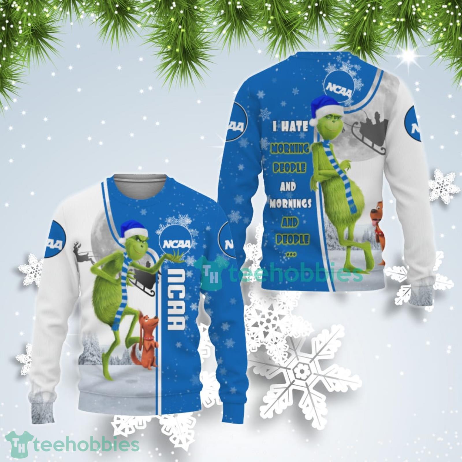 NCCA Funny Grinch I Hate Morning People Ugly Christmas Sweater Product Photo 1