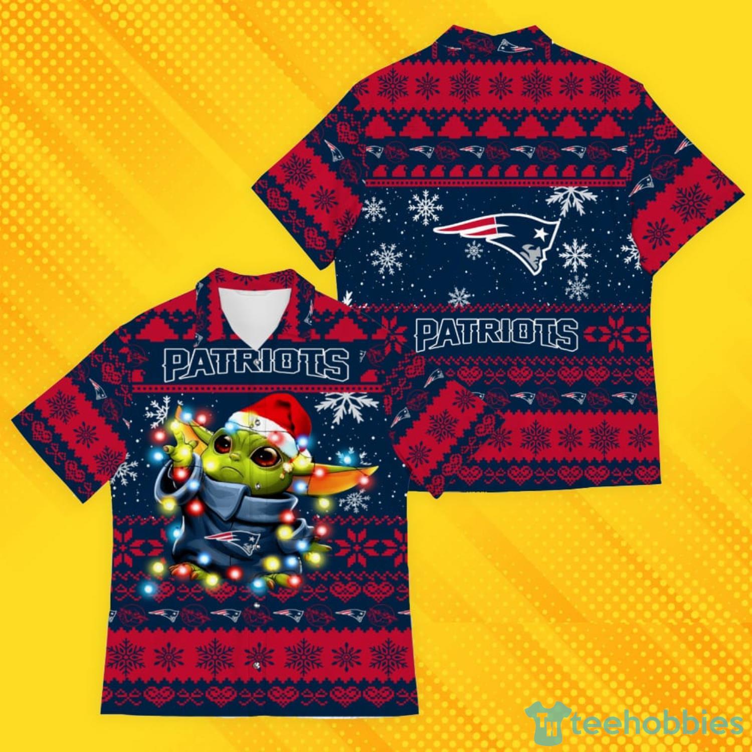 New England Patriots Baby Yoda Star Wars American Ugly Christmas Sweater Pattern Hawaiian Shirt Product Photo 1