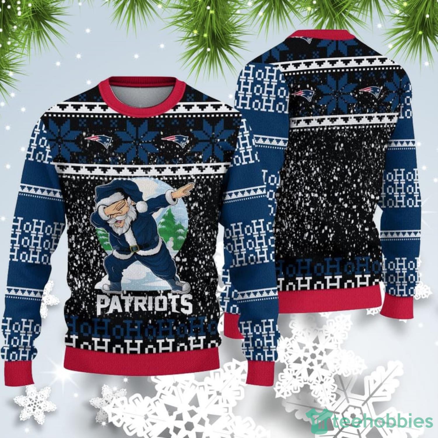 New England Patriots Christmas Santa Claus Ugly Christmas Sweater Product Photo 1