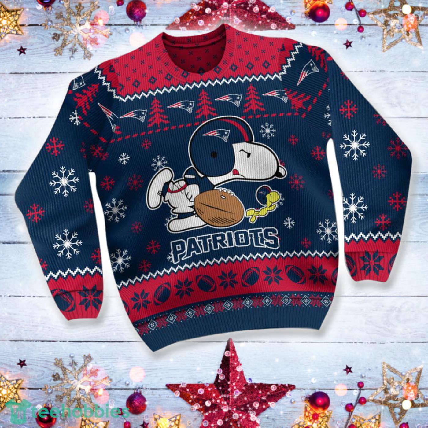 New England Patriots Snoopy NFL Christmas Ugly Sweater Gift For Fans Product Photo 1