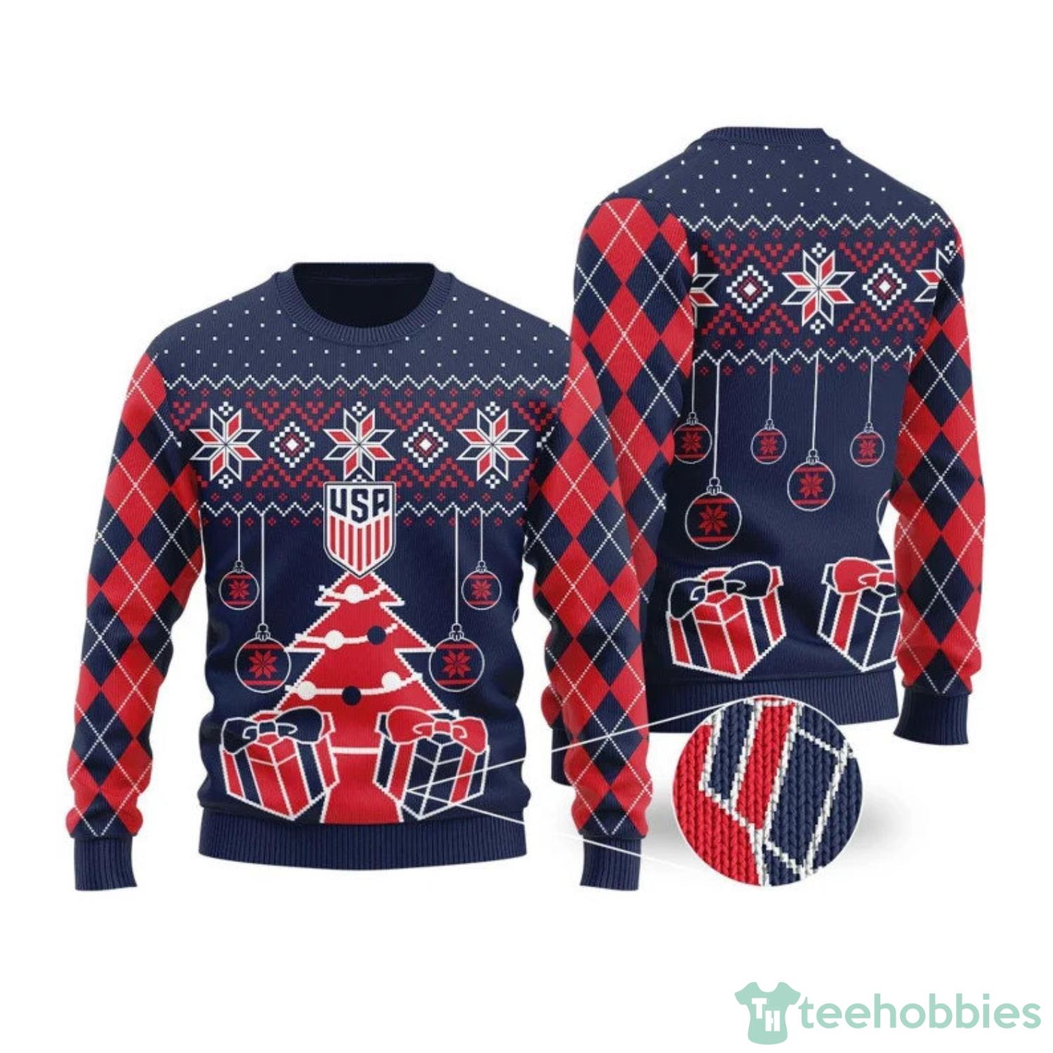 New USMNT Soccer 2022 Fox FIFA World Cup Ugly Christmas Sweater For Fans Product Photo 1