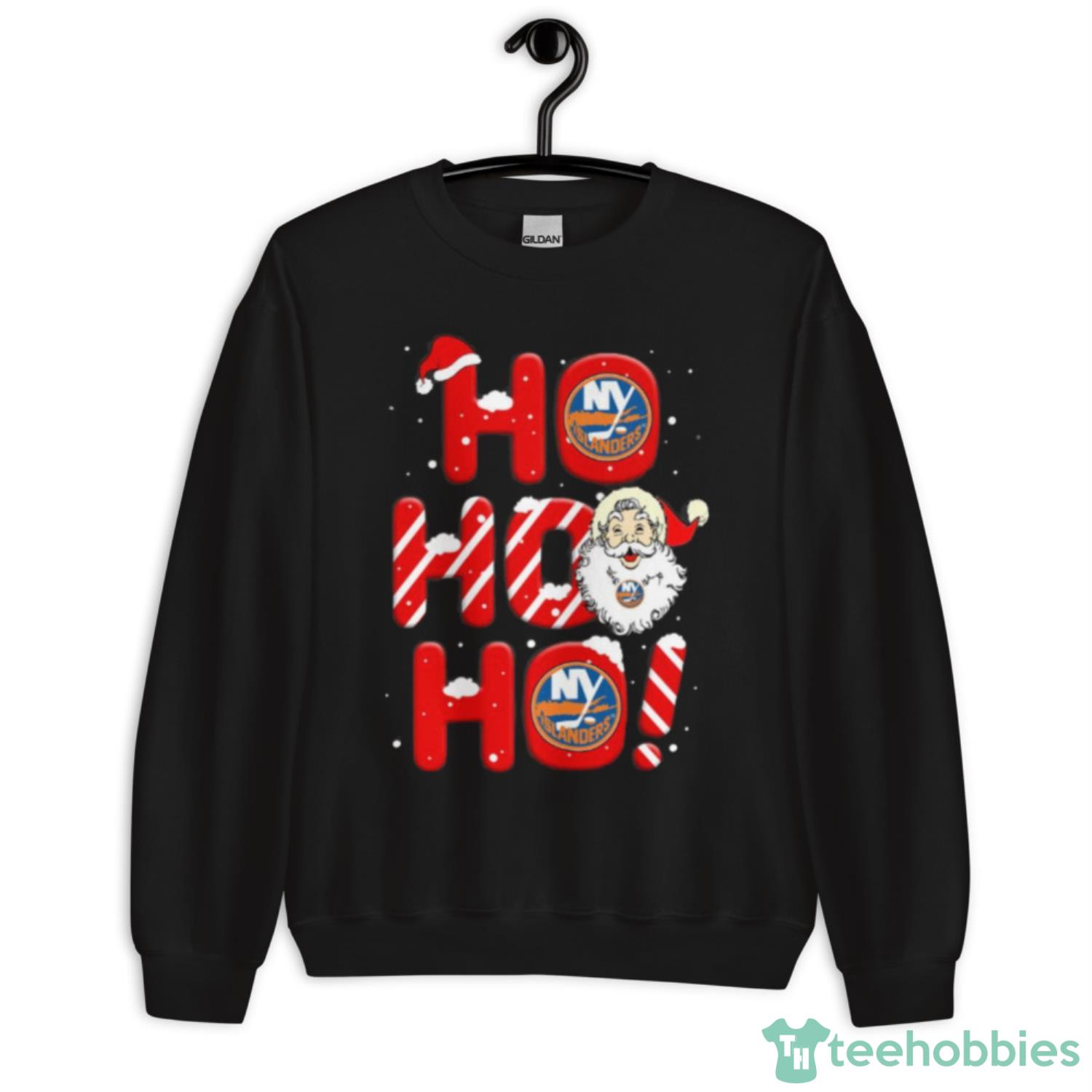 New York Islanders NHL Hockey Ho Ho Ho Santa Claus Merry Christmas Shirt image New York Islanders NHL Hockey Ho Ho Ho Santa Claus Merry Christmas Shirt - Unisex Crewneck Sweatshirt