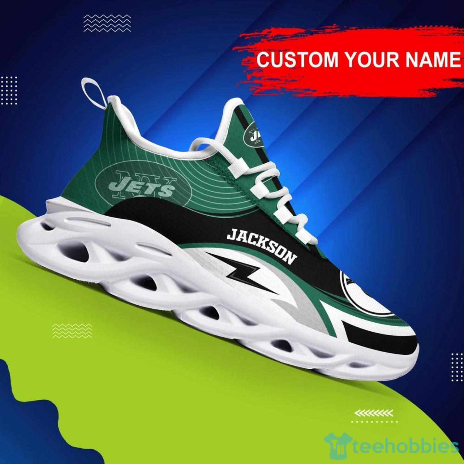 NFL New York Jets Green Black Max Sole Sneakers Shoes - T-shirts