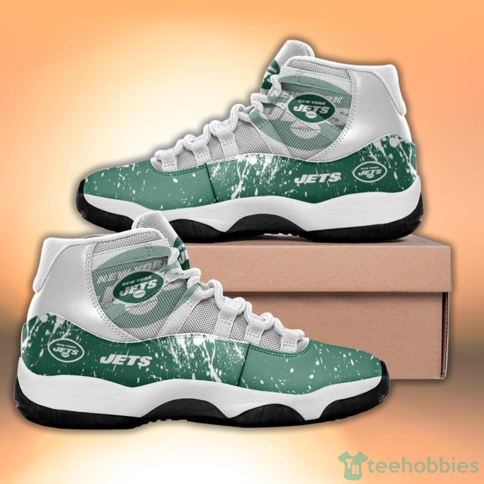 New York Jets Paint Flakes Pattern Style Sneaker Air Jordan 11 Shoes Product Photo 1