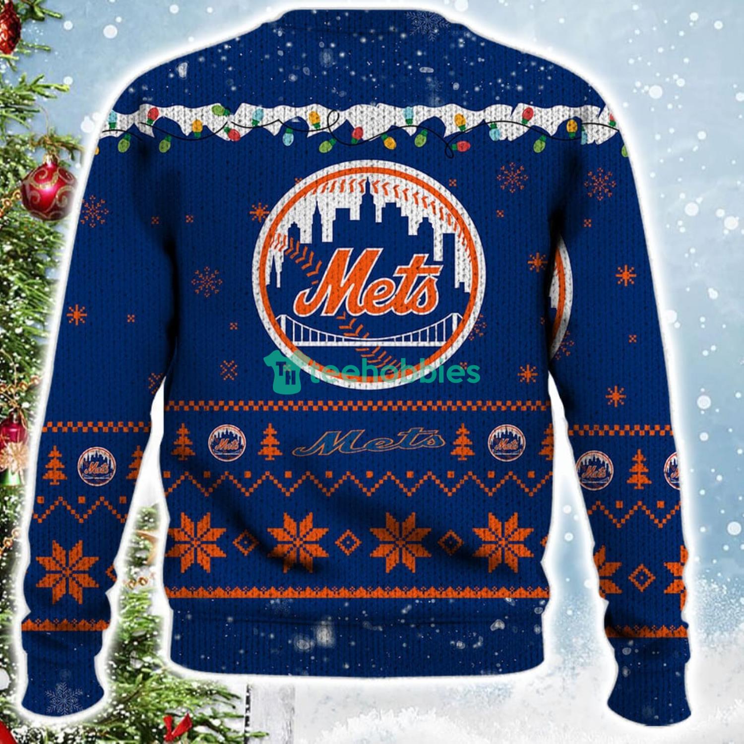 New York Mets Snoopy Christmas Light Woodstock Snoopy Ugly Christmas Sweater Product Photo 3
