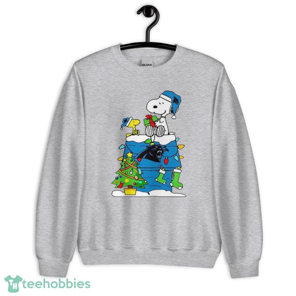 NFL Carolina Panthers Snoopy And Woodstock Christmas Shirt - Unisex Heavy Blend Crewneck Sweatshirt