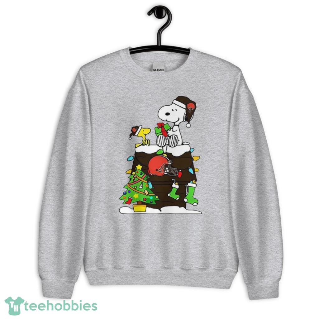 NFL Cleveland Browns Snoopy And Woodstock Christmas Shirt - Unisex Heavy Blend Crewneck Sweatshirt