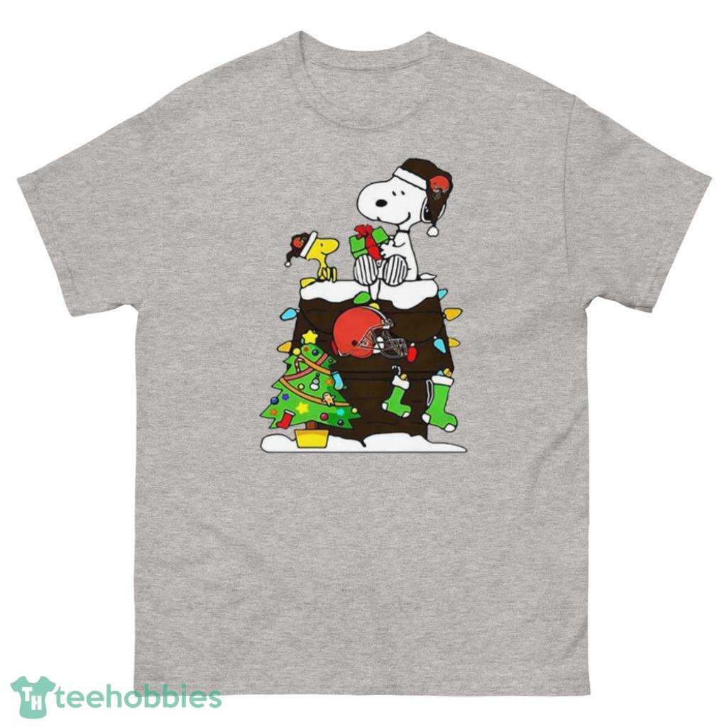 NFL Cleveland Browns Snoopy And Woodstock Christmas Shirt - 500 Men’s Classic Tee Gildan