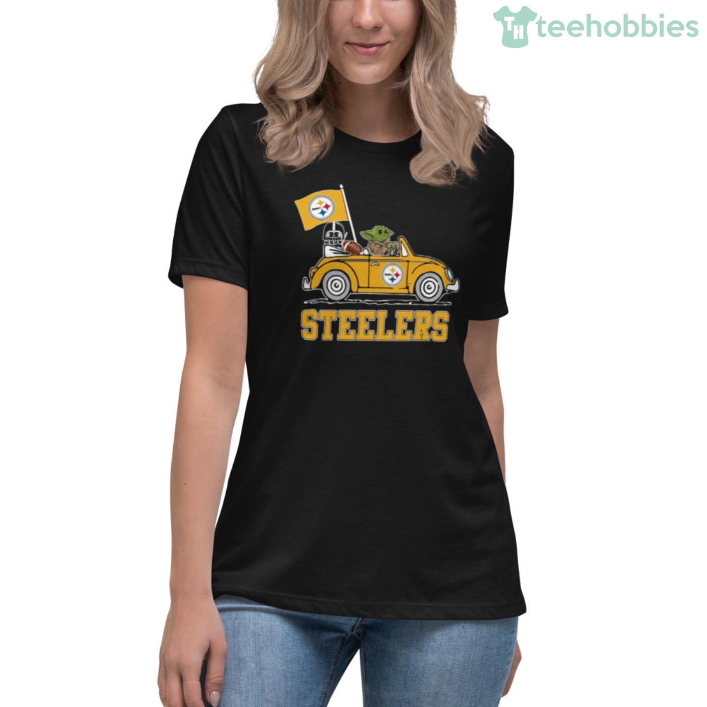 NFL Football Pittsburgh Steelers Darth Vader Baby Yoda Driving Star Wars  Shirt