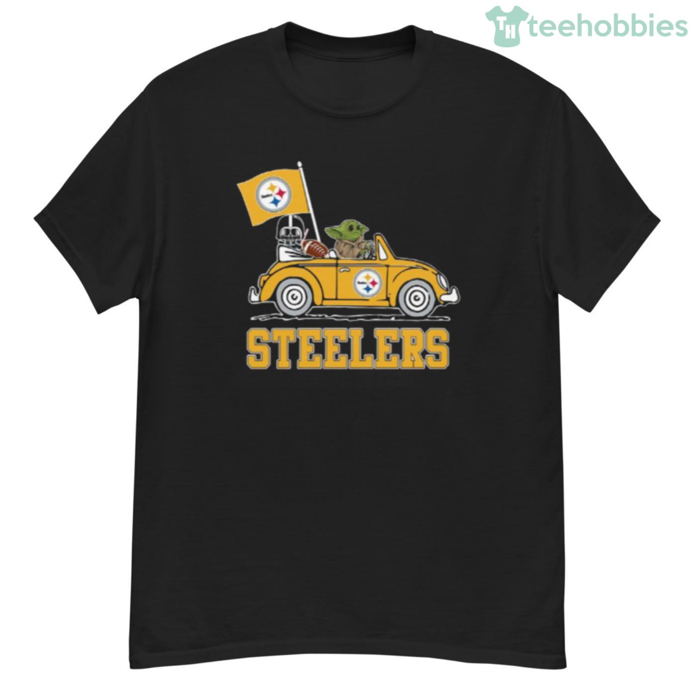 NFL Football Pittsburgh Steelers Darth Vader Baby Yoda Driving Star Wars  Shirt