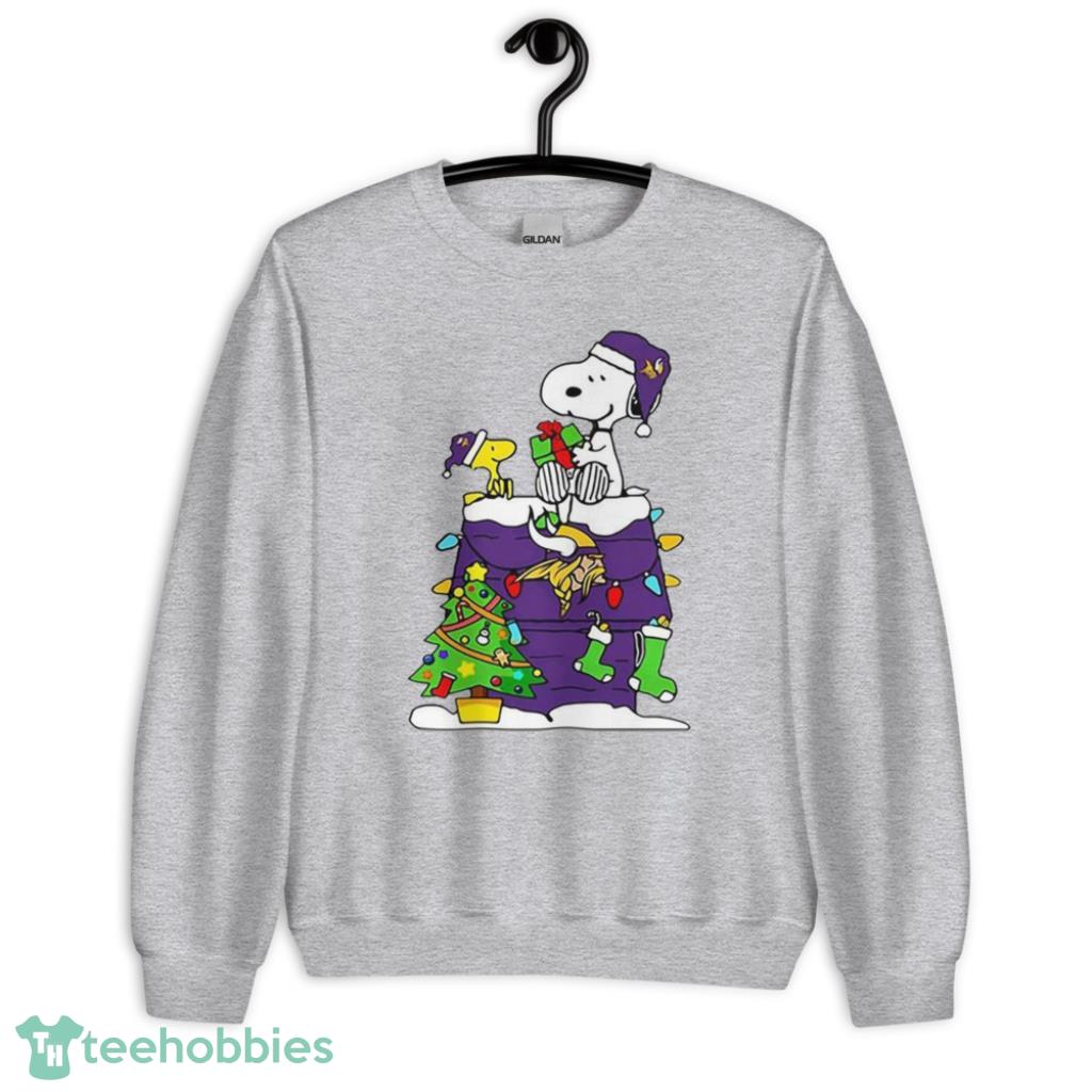NFL Minnesota Vikings Snoopy And Woodstock Christmas Shirt - Unisex Heavy Blend Crewneck Sweatshirt