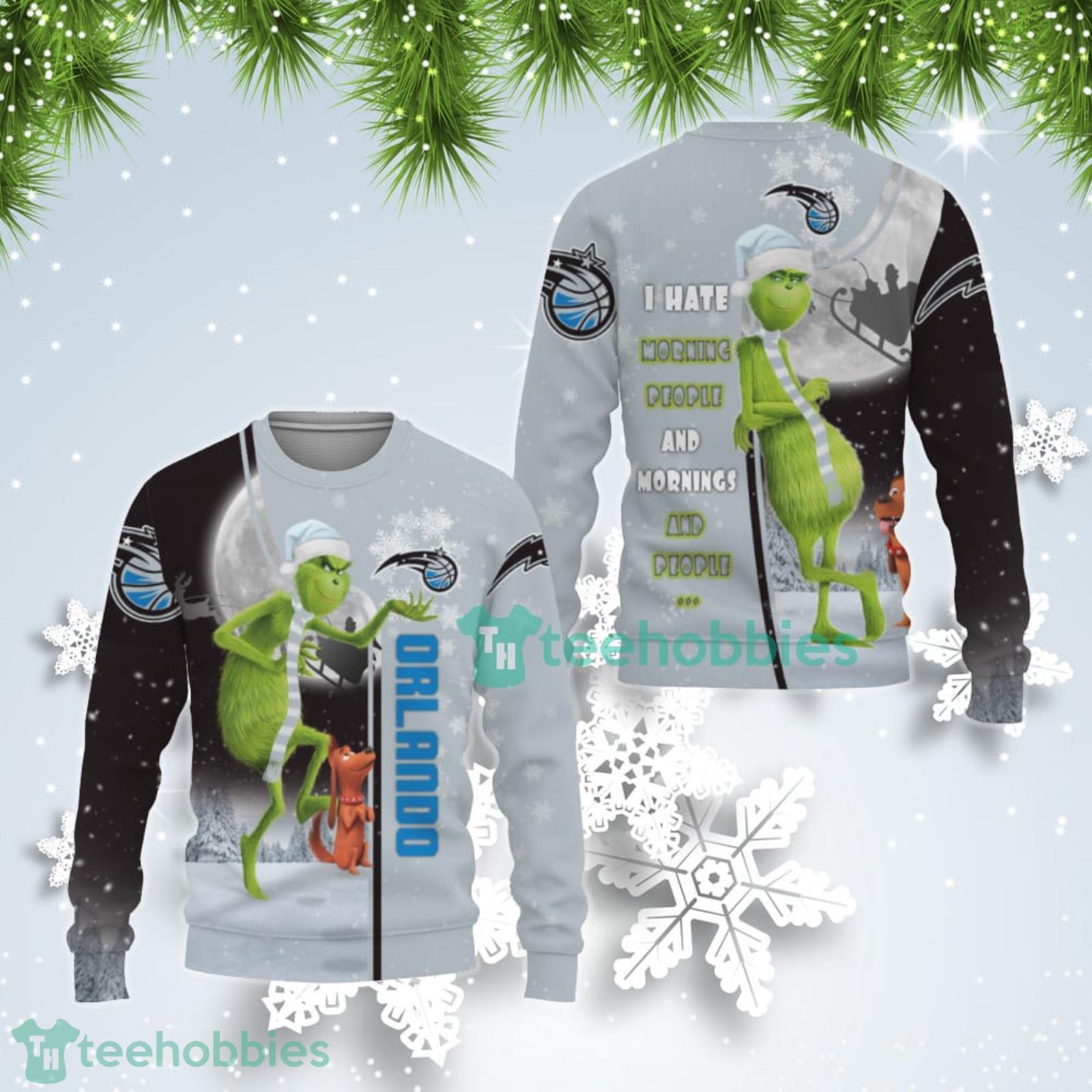 Orlando Magic NBA Funny Grinch I Hate Morning People Ugly Christmas Sweater Product Photo 1