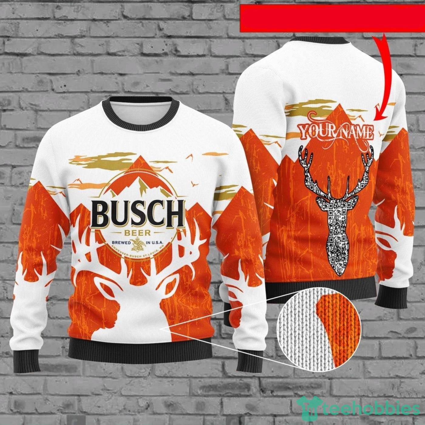 Personalized Name Busch Beer Reindeer Ugly Christmas Sweater Product Photo 1