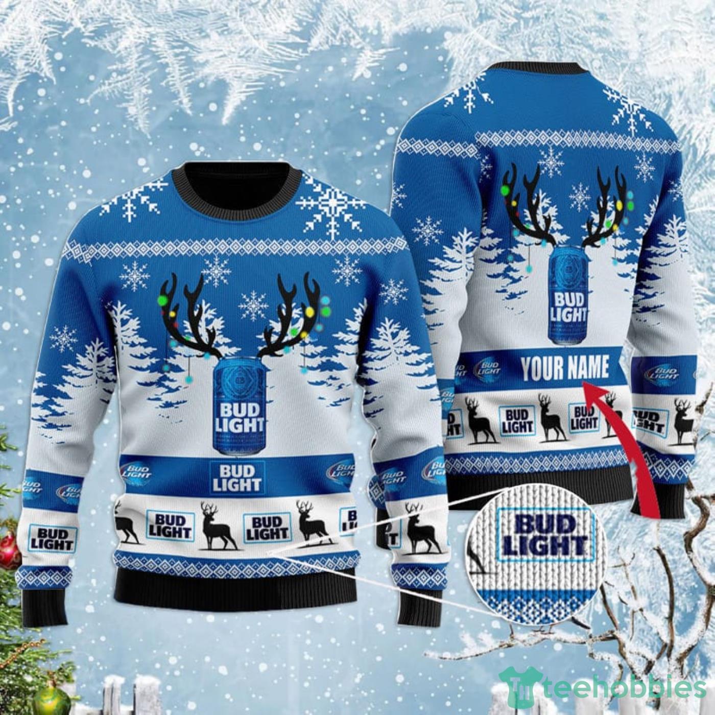 Personalized Name Deer Bud Light Ugly Sweater Product Photo 1