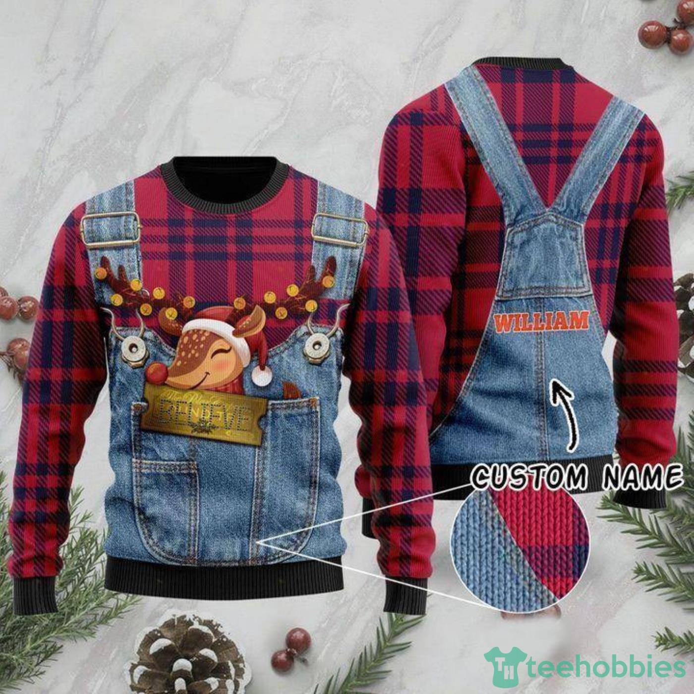 Personalized Name Deer Ugly Christmas Sweater Product Photo 1