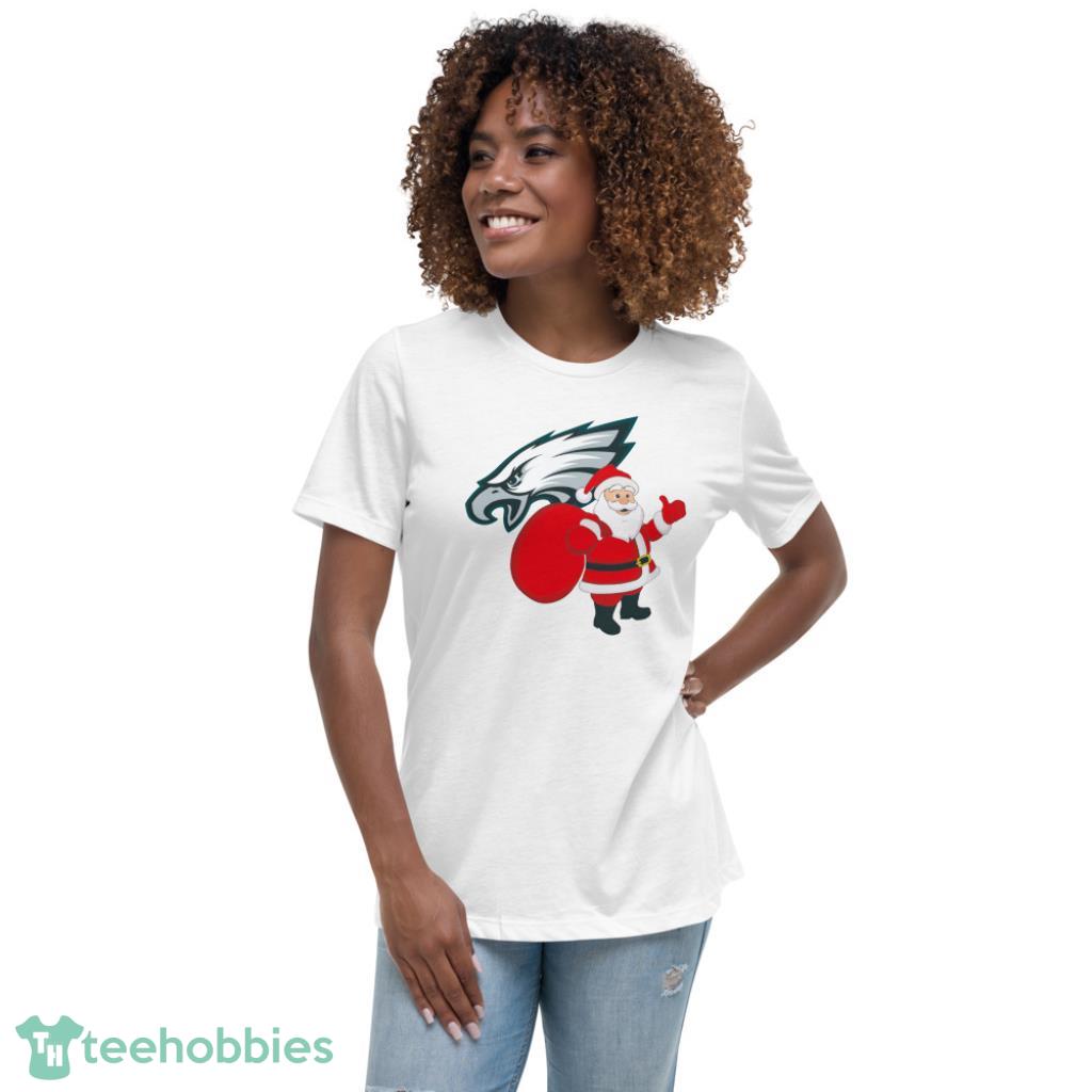 Philadelphia Eagles NFL Santa Claus Christmas Shirt - Womens Relaxed Short Sleeve Jersey Tee