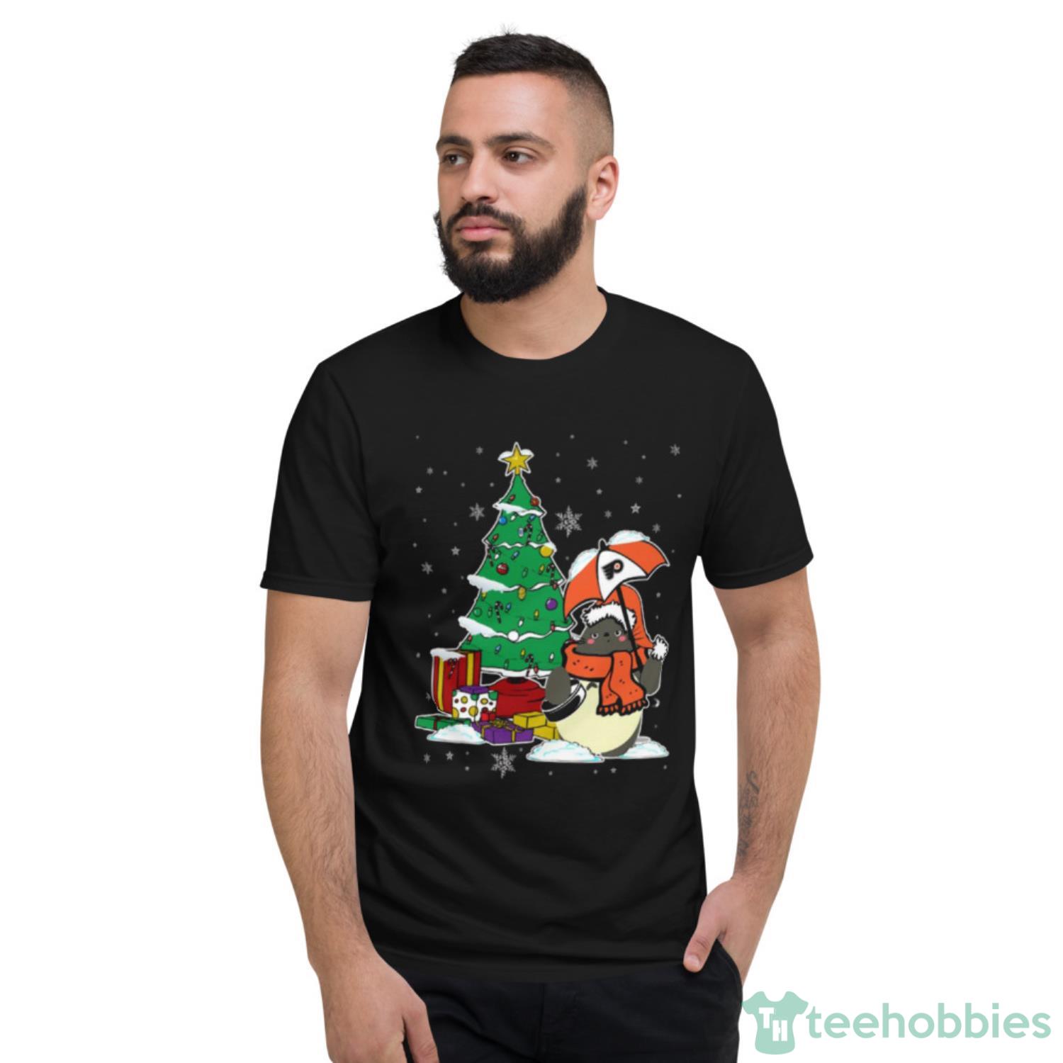 Philadelphia Flyers NHL Hockey Cute Tonari No Totoro Christmas Shirt For Fans image Philadelphia Flyers NHL Hockey Cute Tonari No Totoro Christmas Shirt For Fans - Short Sleeve T-Shirt