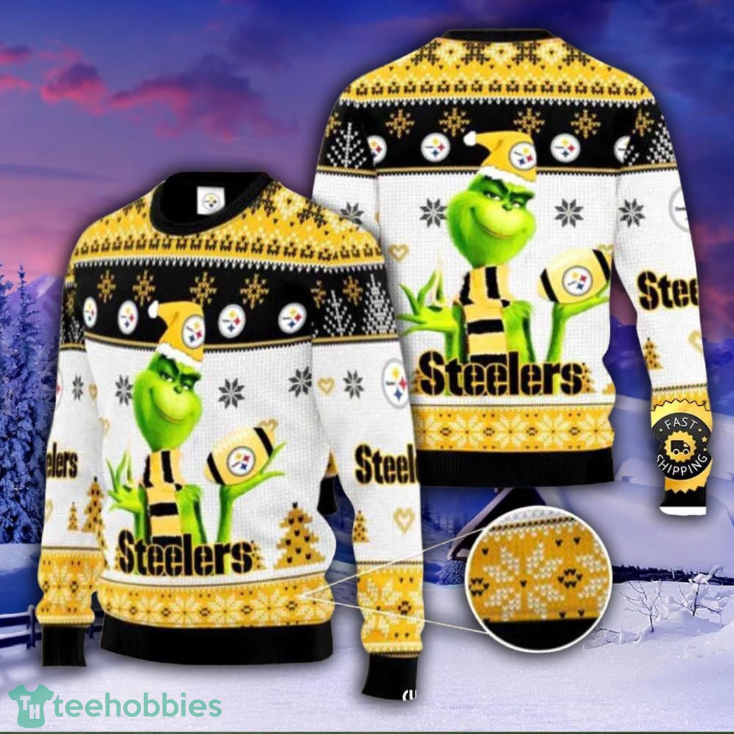 Pittsburgh Steelers Grinch All Over Print 3D Christmas Ugly Sweater Gift  For Fans