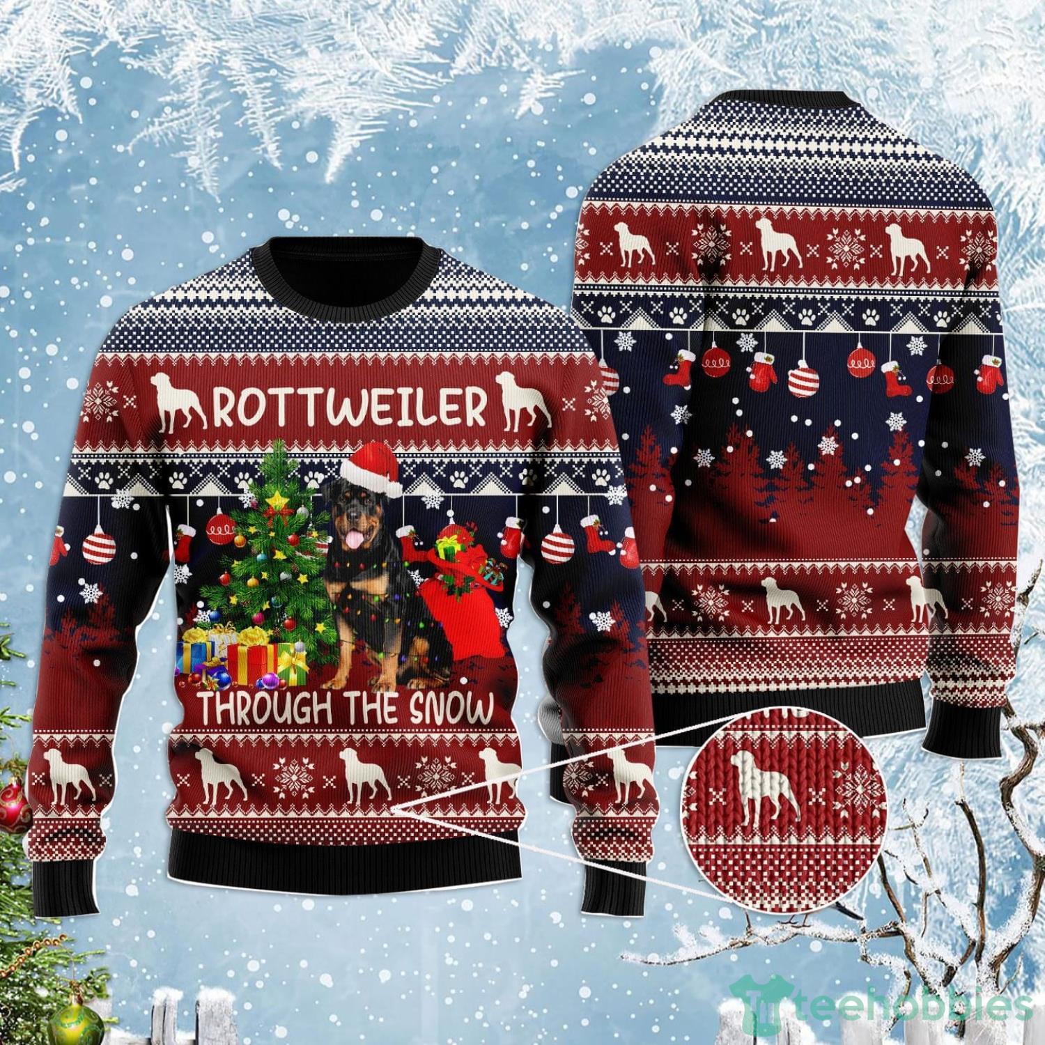 rottweiler ugly christmas sweater