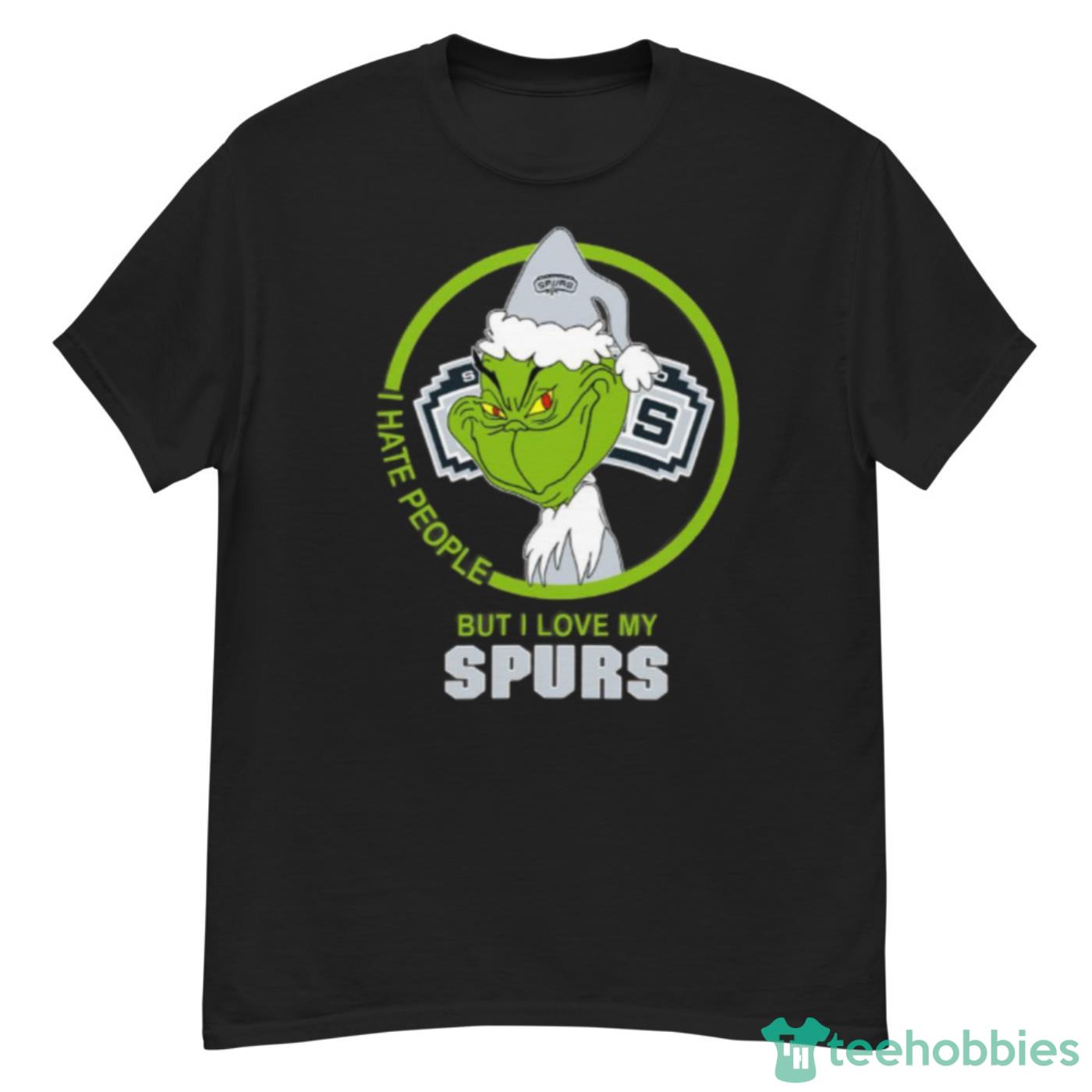 San Antonio Spurs NBA Christmas Grinch I Hate People But I Love My Favorite Basketball Team Shirt - G500 Men’s Classic T-Shirt