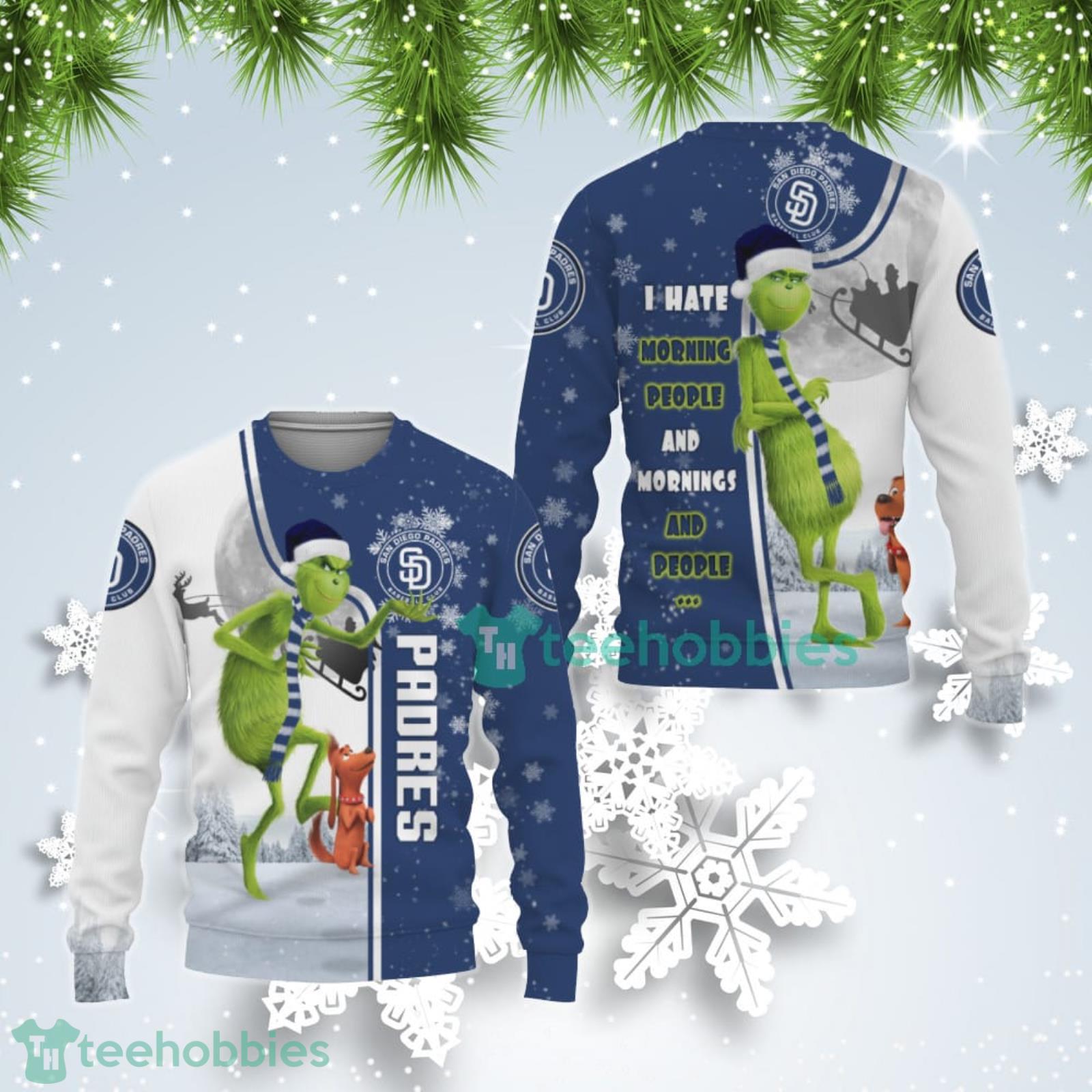 San Diego Padres MLB Funny Grinch I Hate Morning People Ugly Christmas Sweater Product Photo 1