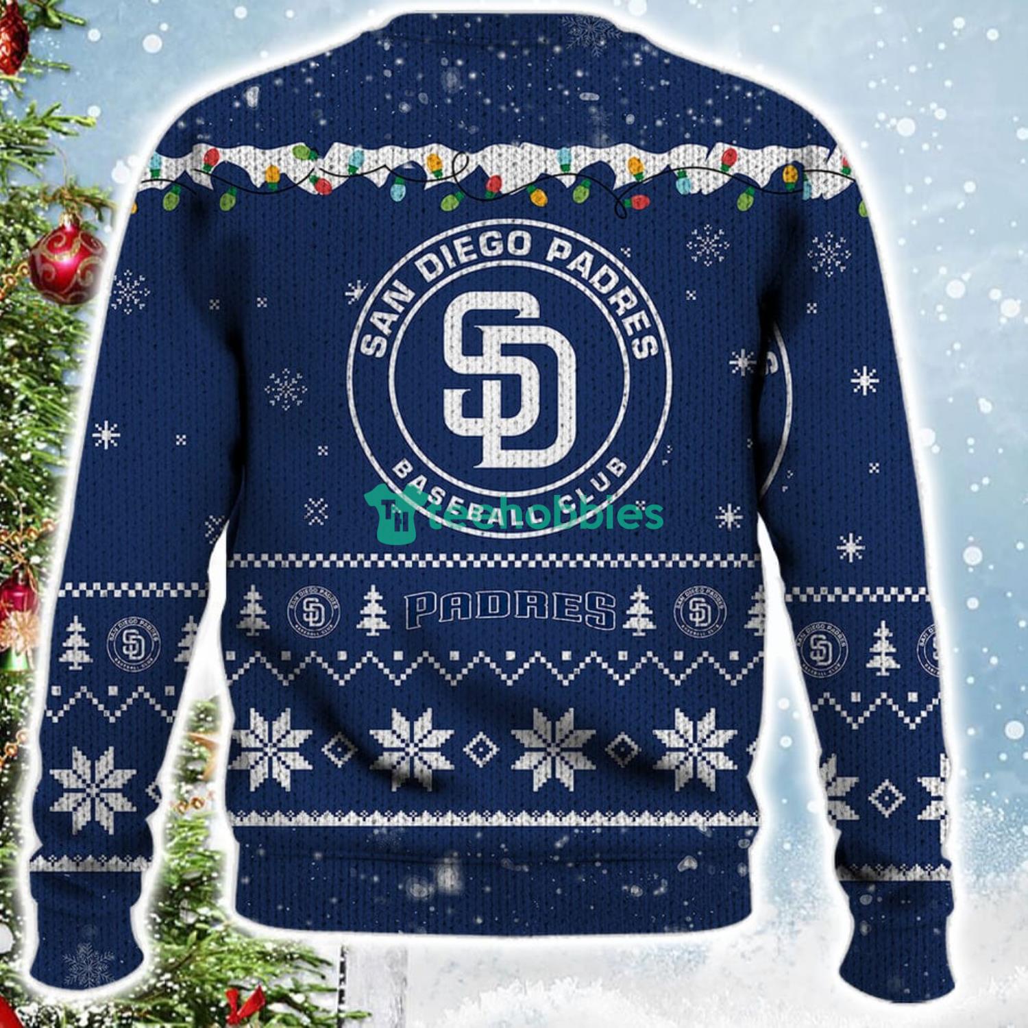 San Diego Padres Snoopy Christmas Light Woodstock Snoopy Ugly Christmas Sweater Product Photo 3