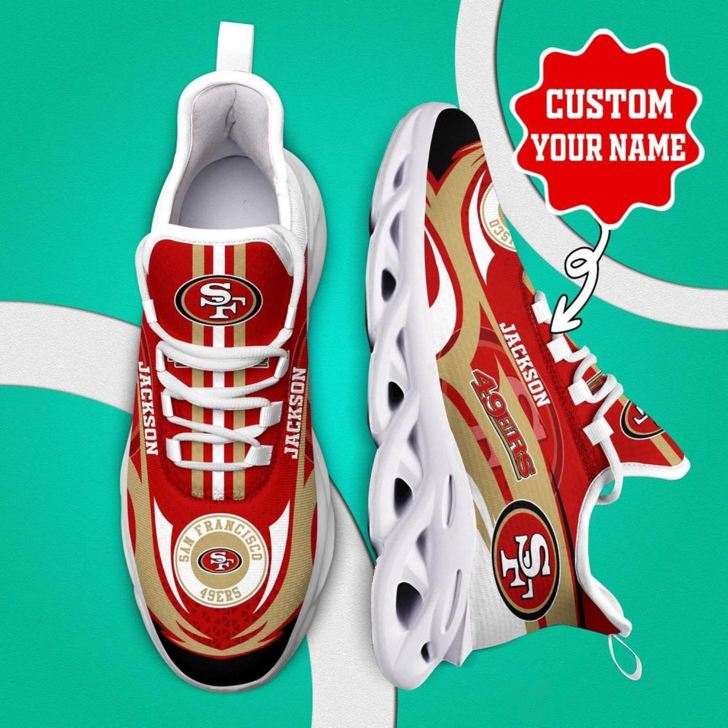 San Francisco 49Ers NFL Cool Max Soul Shoes Custom Name For Fans