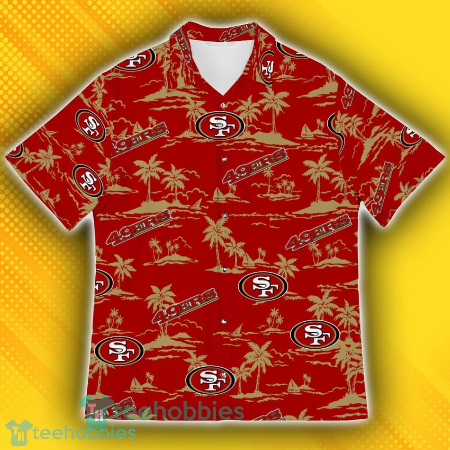 San Francisco 49ers Island Pattern Tree Hawaiian Shirt Product Photo 2