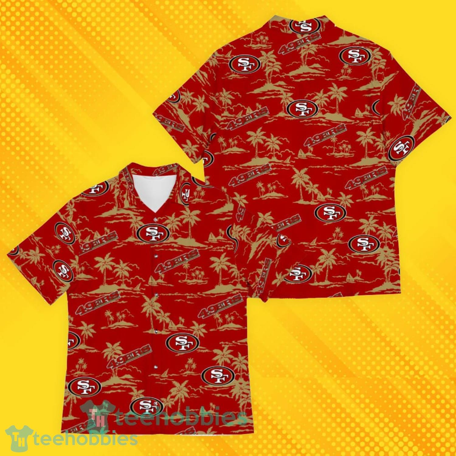 San Francisco 49ers Island Pattern Tree Hawaiian Shirt Product Photo 4