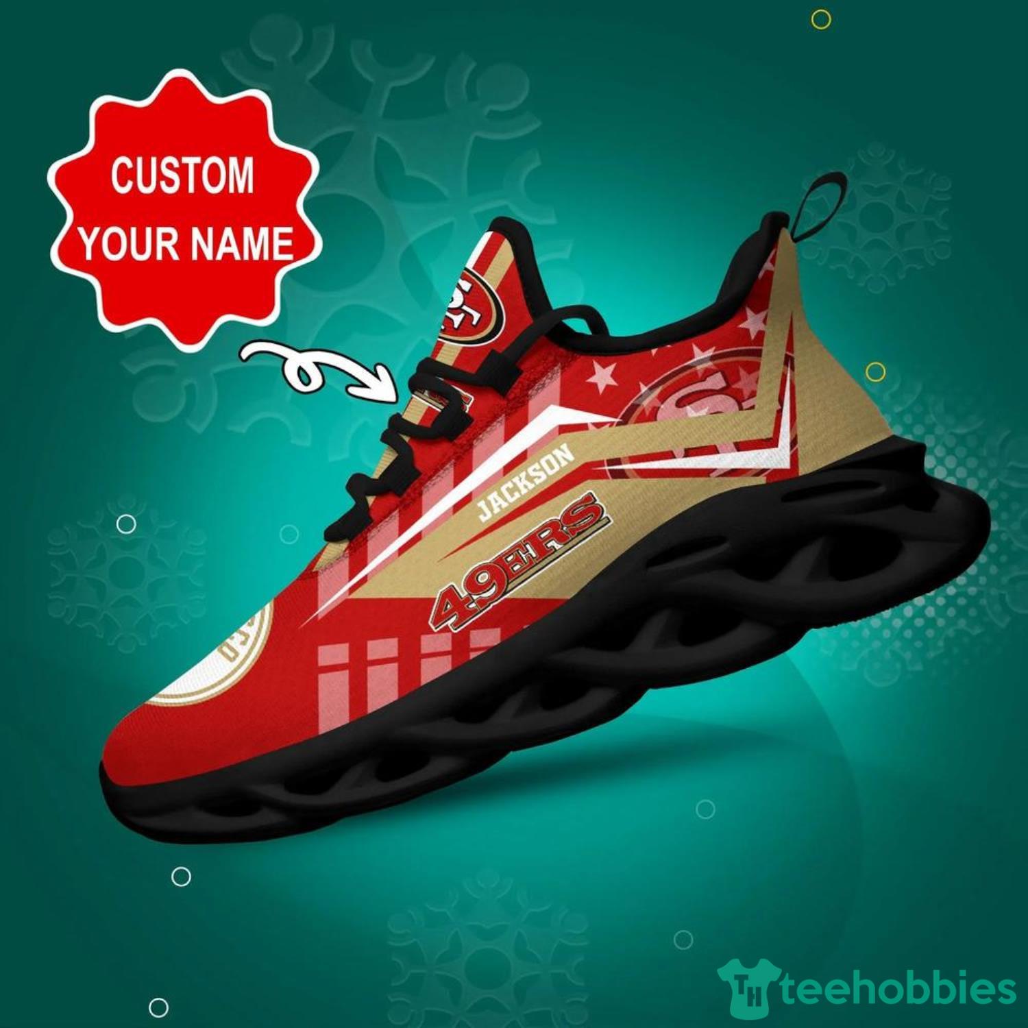 San Francisco 49Ers NFL Striped Max Soul Shoes Custom Name Sneakers Product Photo 1