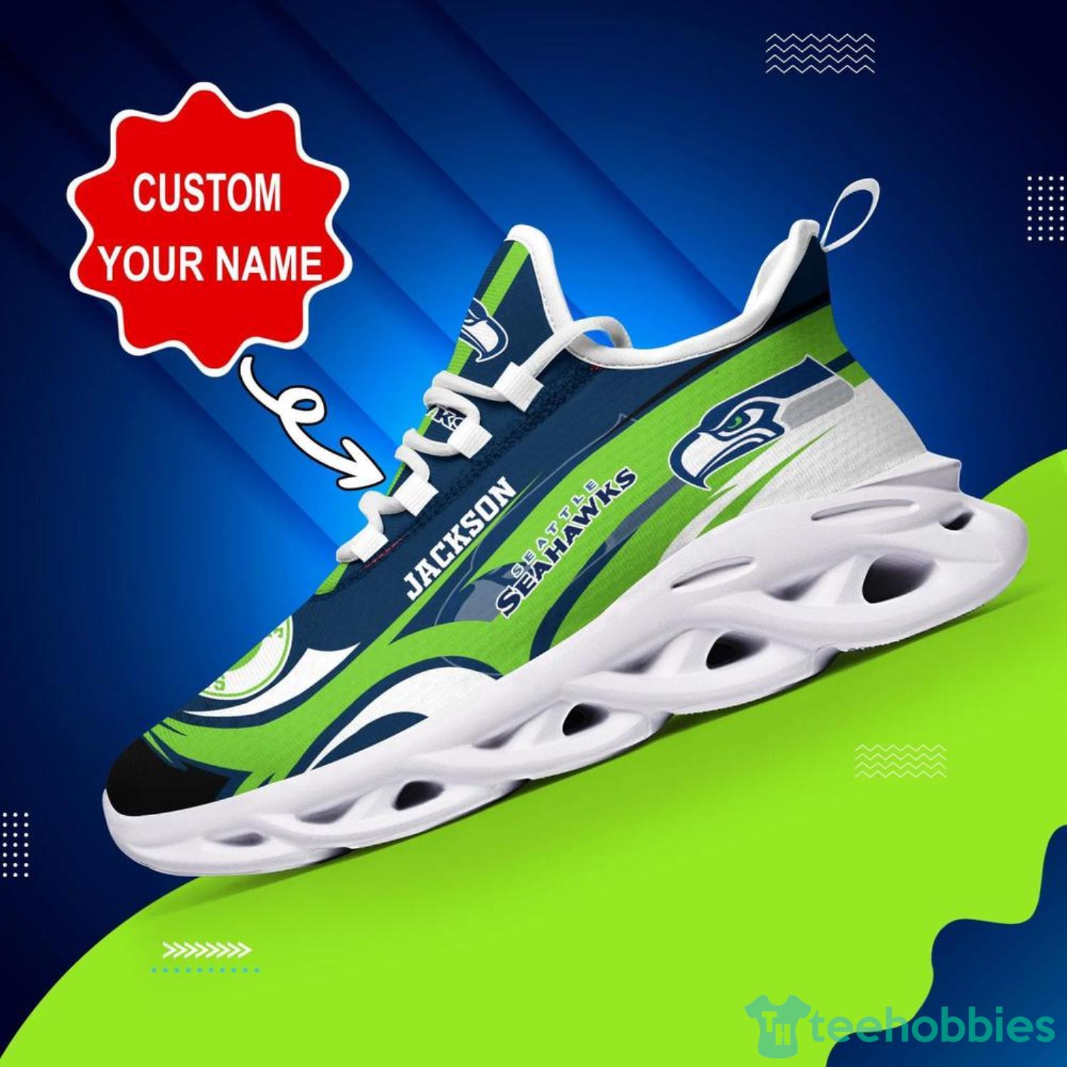 Seattle Seahawks Team NFL Max Soul Shoes Custom Name Running Shoes image Seattle Seahawks Team NFL Max Soul Shoes Custom Name Running Shoes Product Photo 2